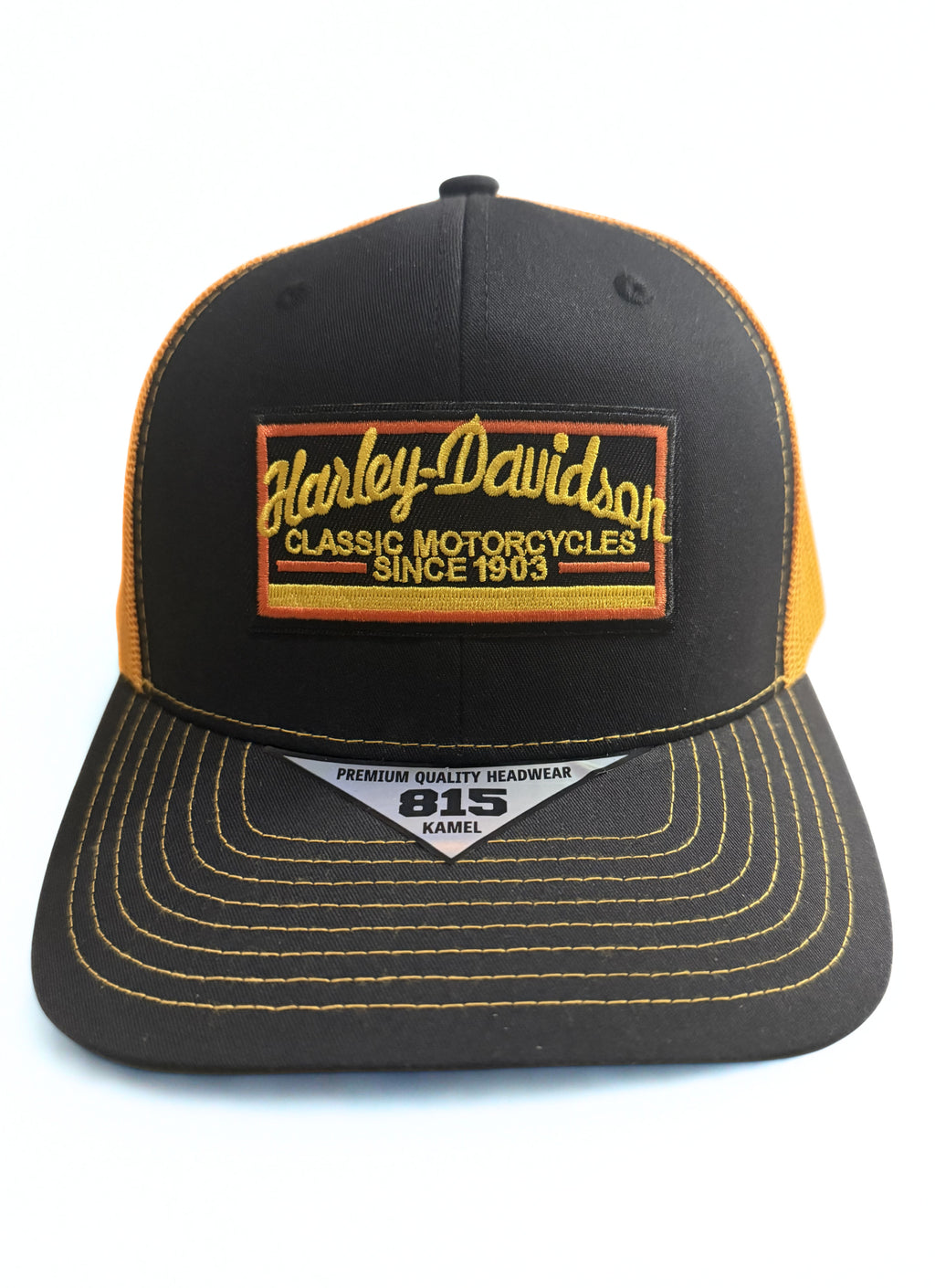 Harley Davidson Classic 1903 Mesh Cap Snapback Adjustable Hat Black/Yellow