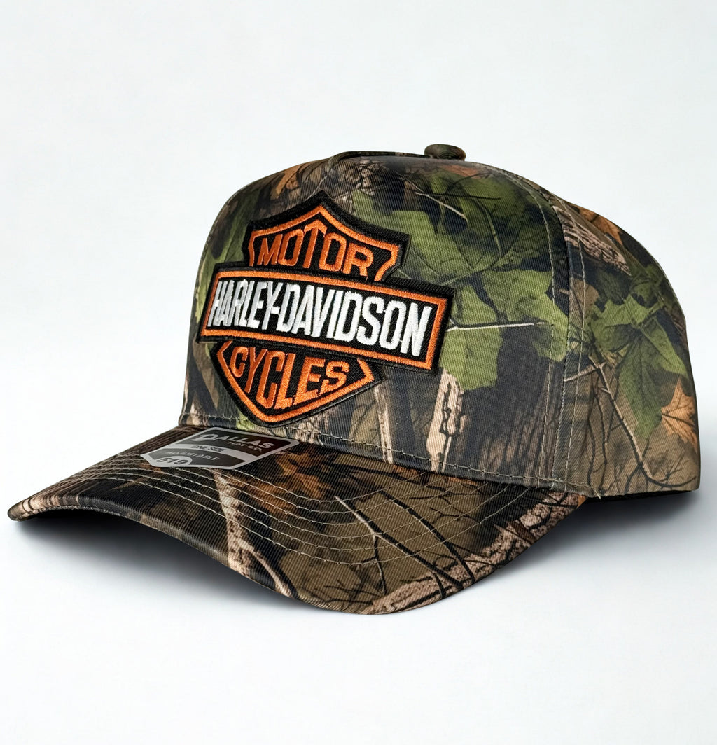 Harley Davidson Embroidered Logo Trucker Hat Twill Snapback Adjustable Cap Real Tree Dark Woodlands