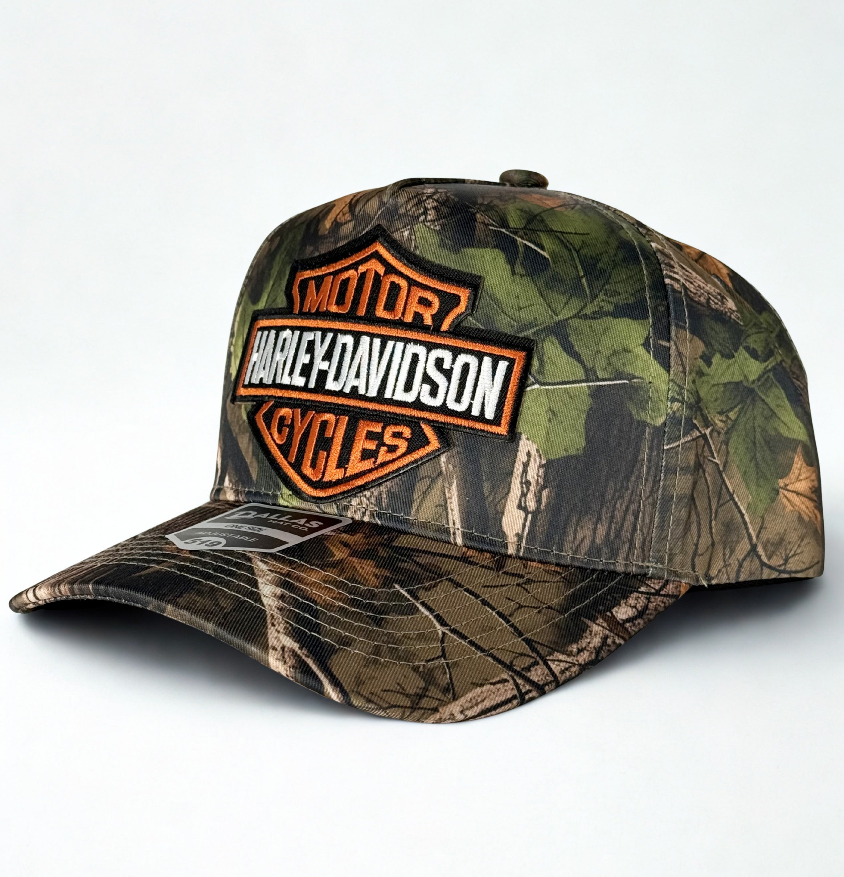 Harley Davidson Embroidered Logo Trucker Hat Twill Snapback Adjustable Cap Real Tree Dark Woodlands