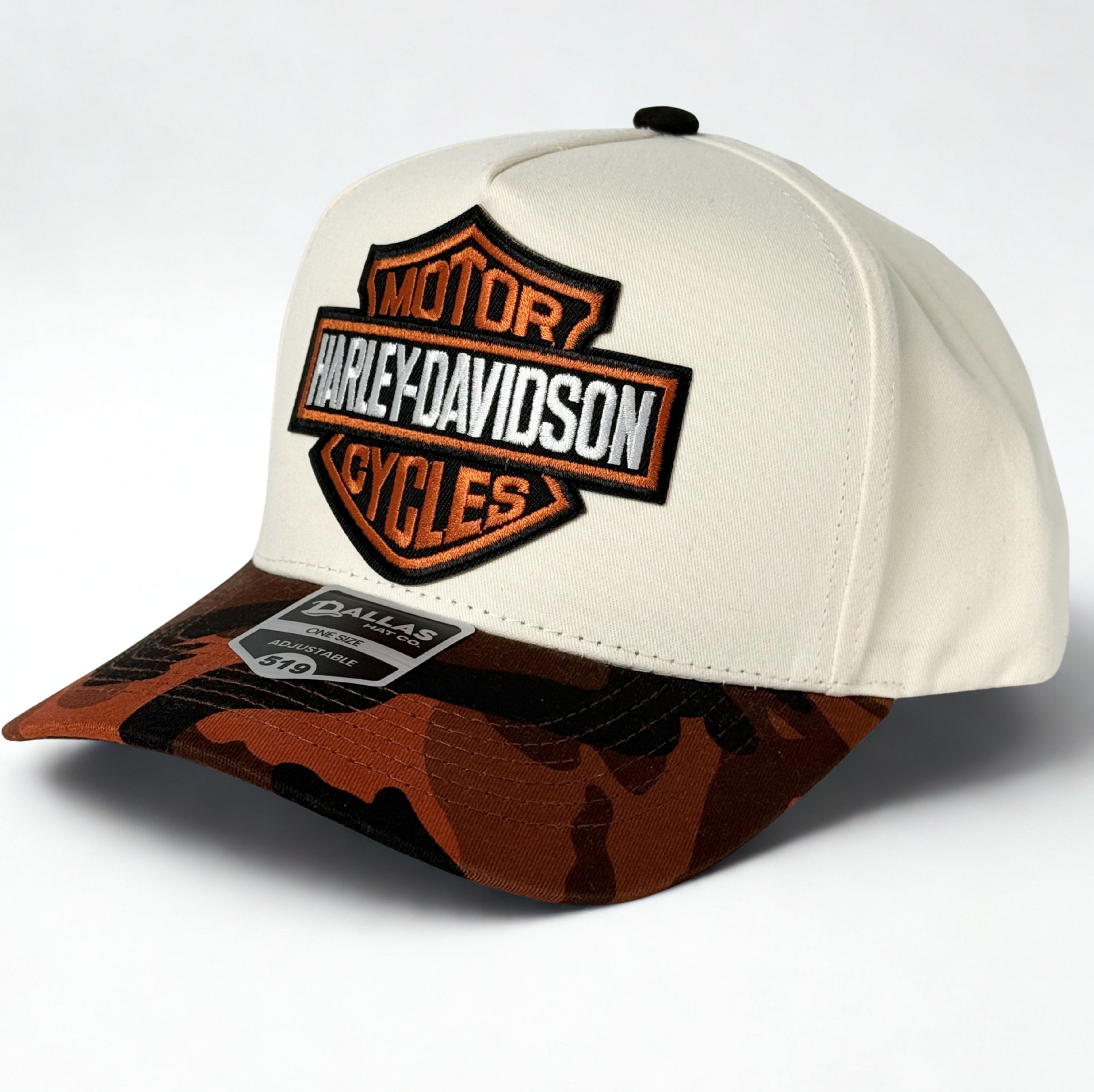 Harley Davidson Army Trucker Twill Snapback Cap Cream/Orange/Black