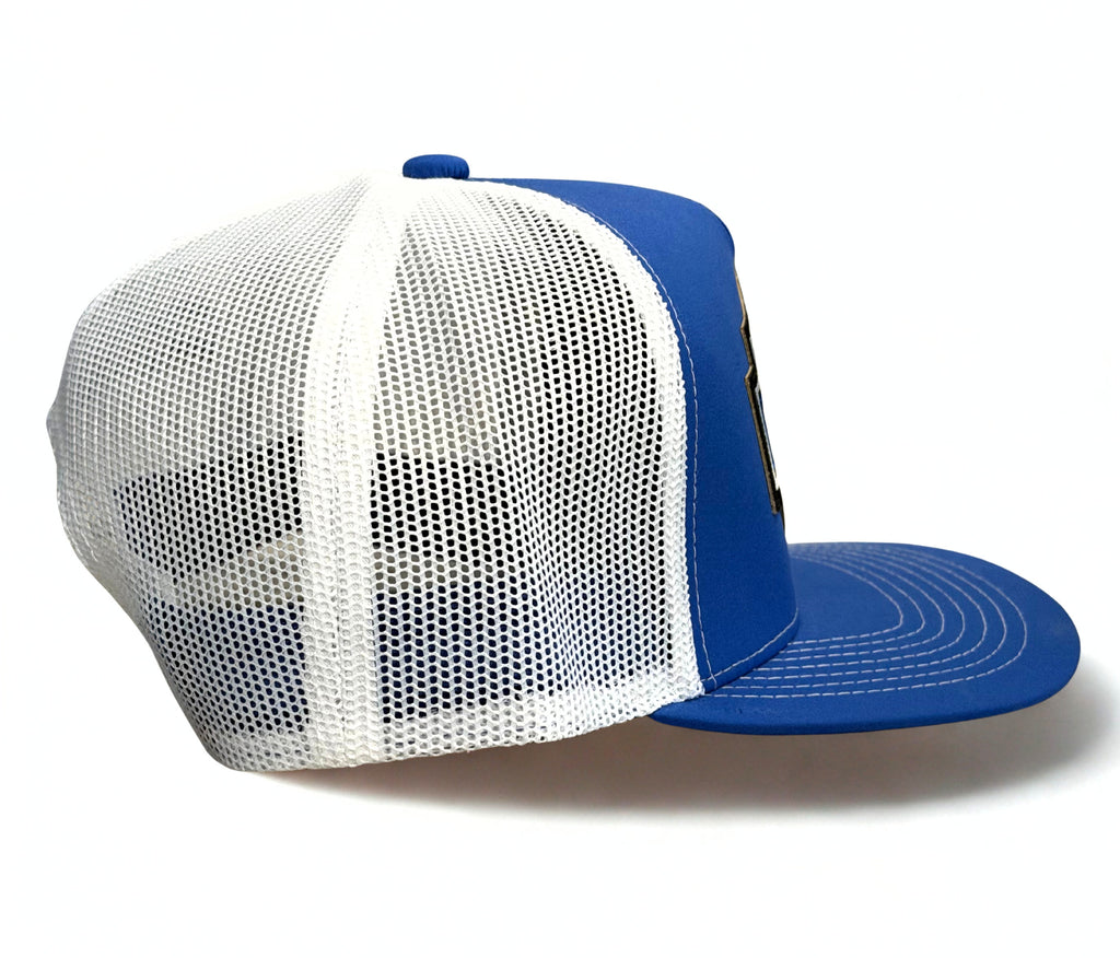 Harley Davidson Blue Embroidered Logo Snapback Hat Blue and White Adjustable Mesh Cap