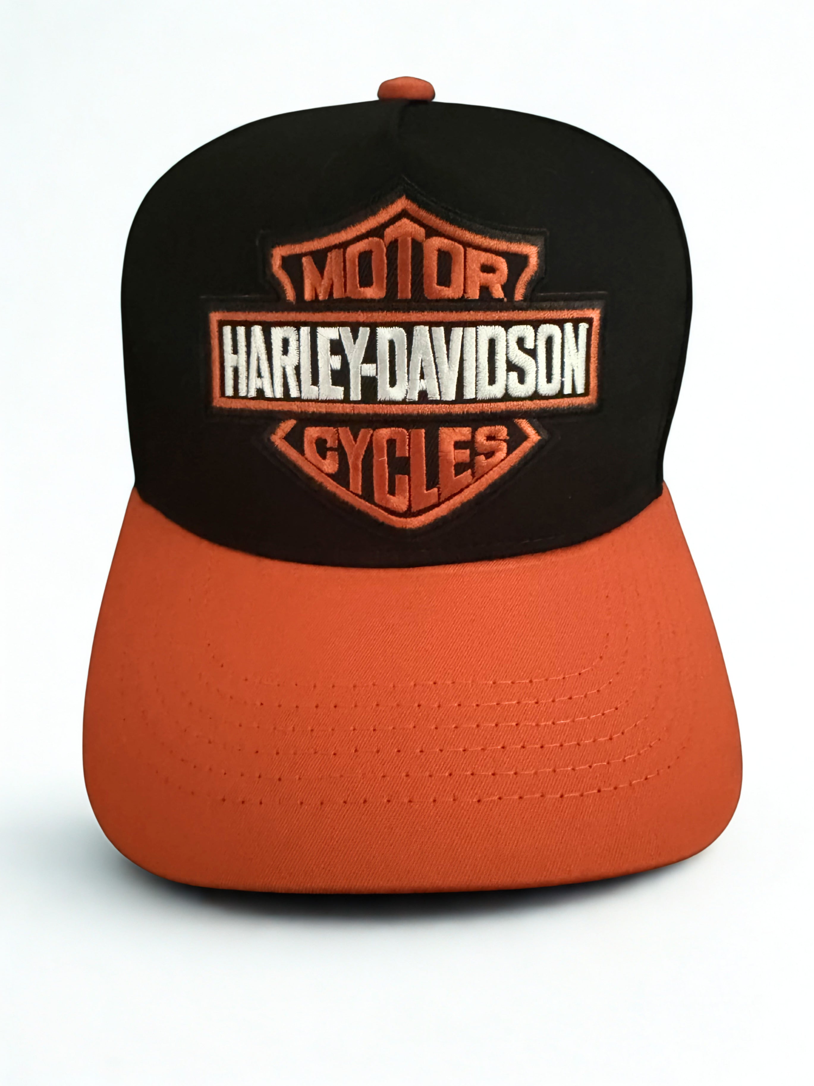 Harley Davidson Logo Orange and Black Snapback Hat