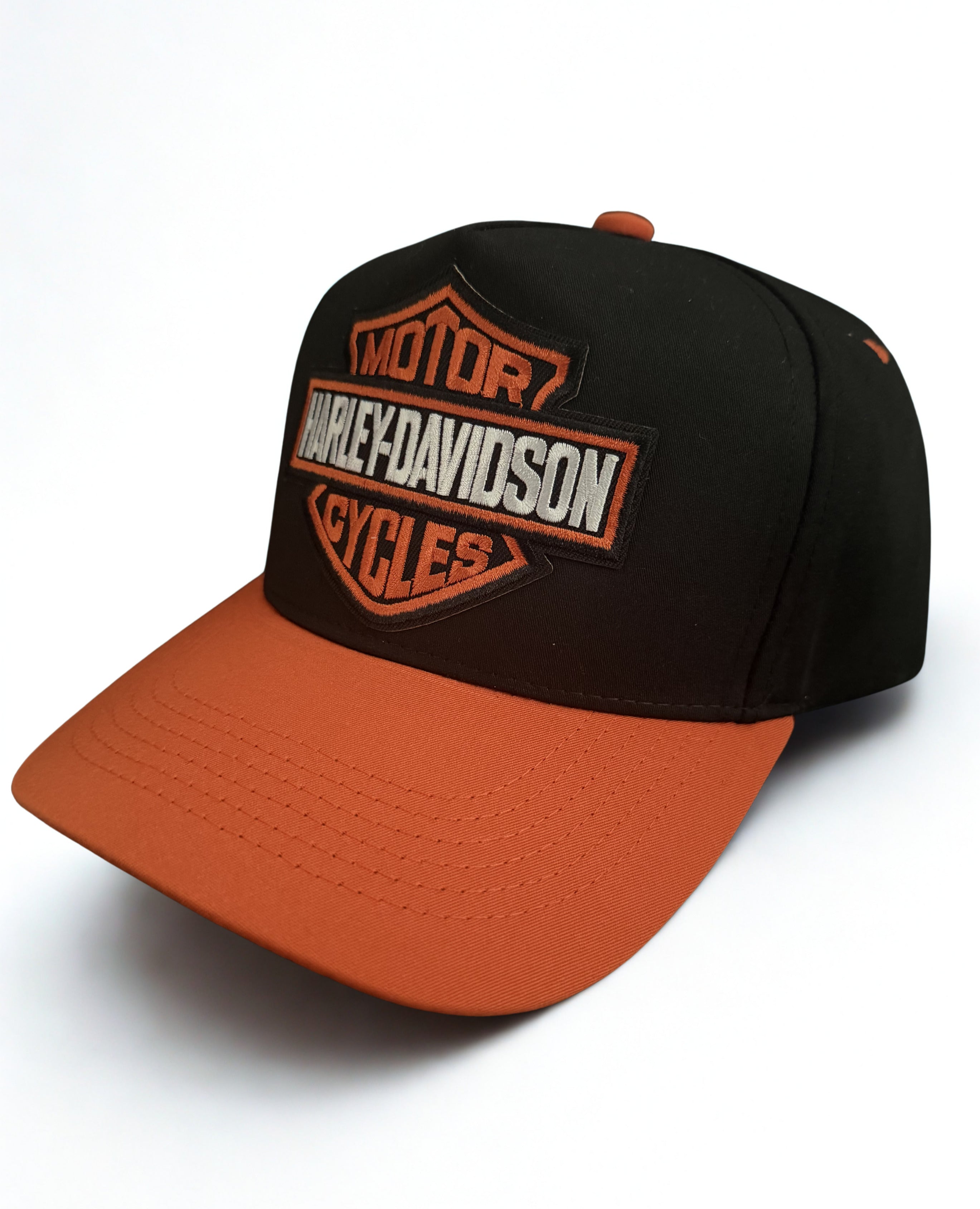 Harley Davidson Logo Orange and Black Snapback Hat