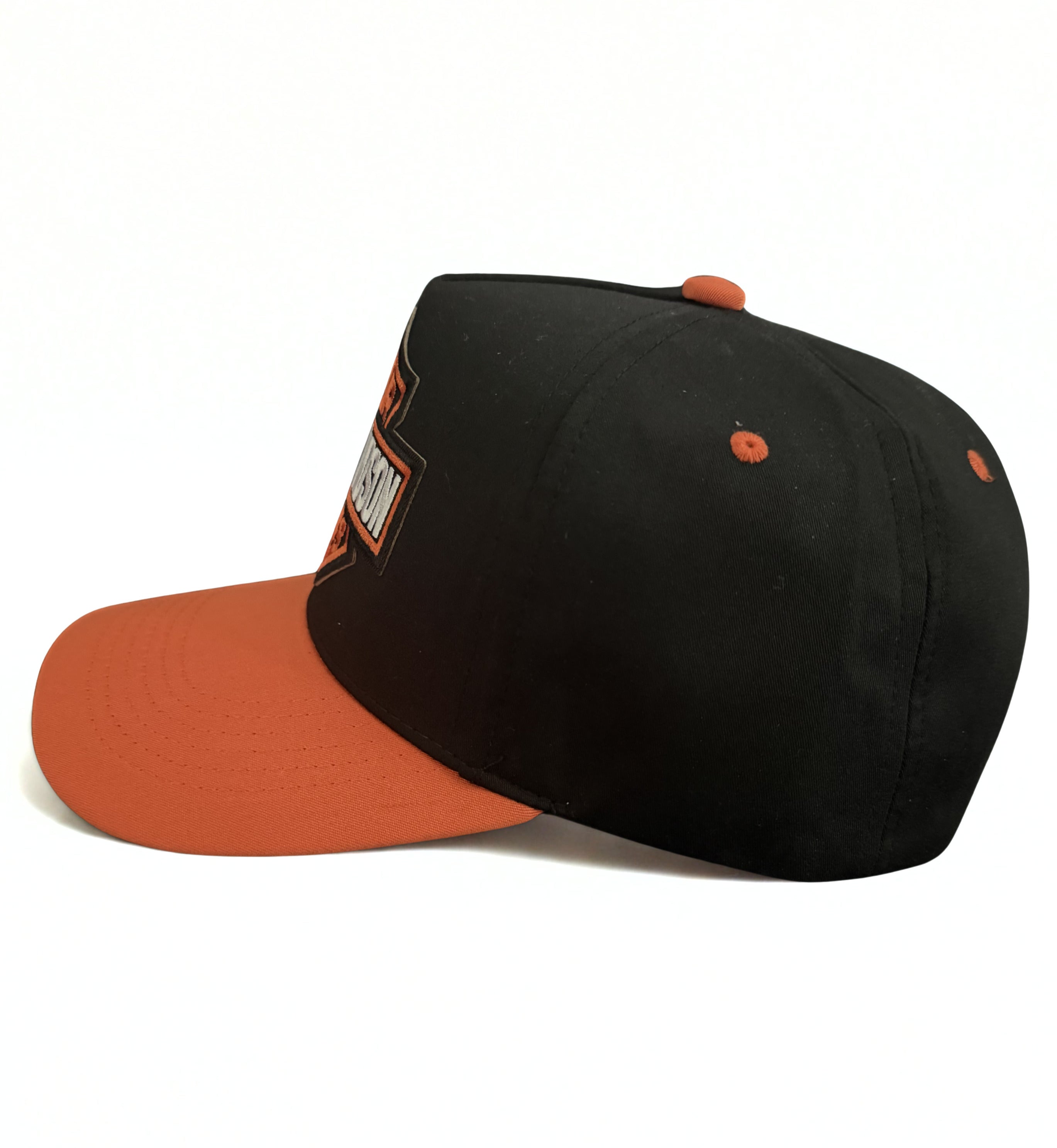 Harley Davidson Logo Orange and Black Snapback Hat