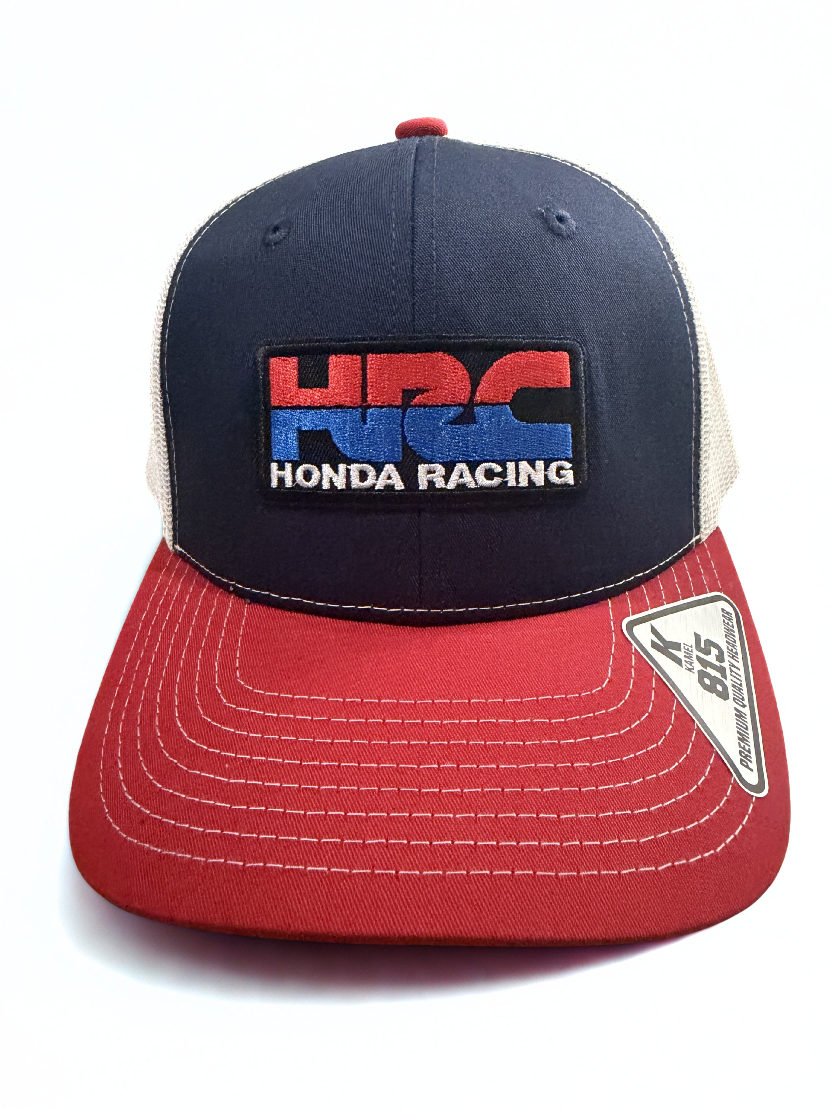 Honda HRC Racing Trucker Hat – Red White and Blue Mesh Snapback Adjustable Cap – Premium Embroidered Logo Hat