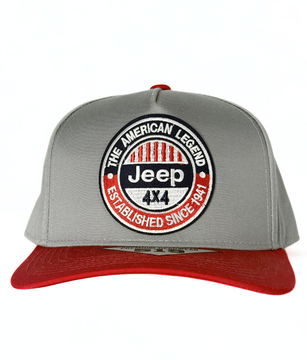 Jeep 4x4 American Legend Trucker Twill Snapback Grey/Red