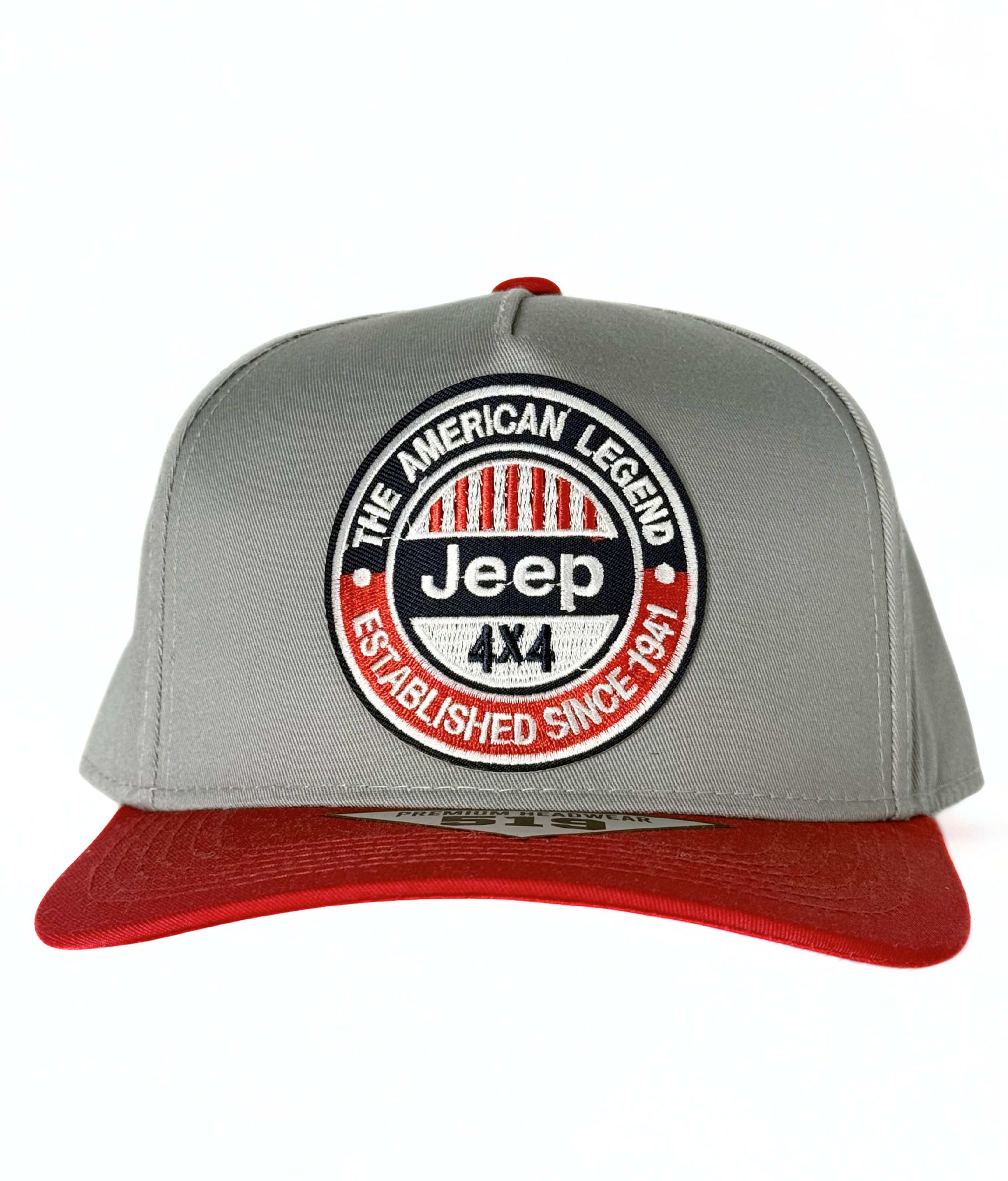 Jeep 4x4 American Legend Trucker Twill Snapback Grey/Red