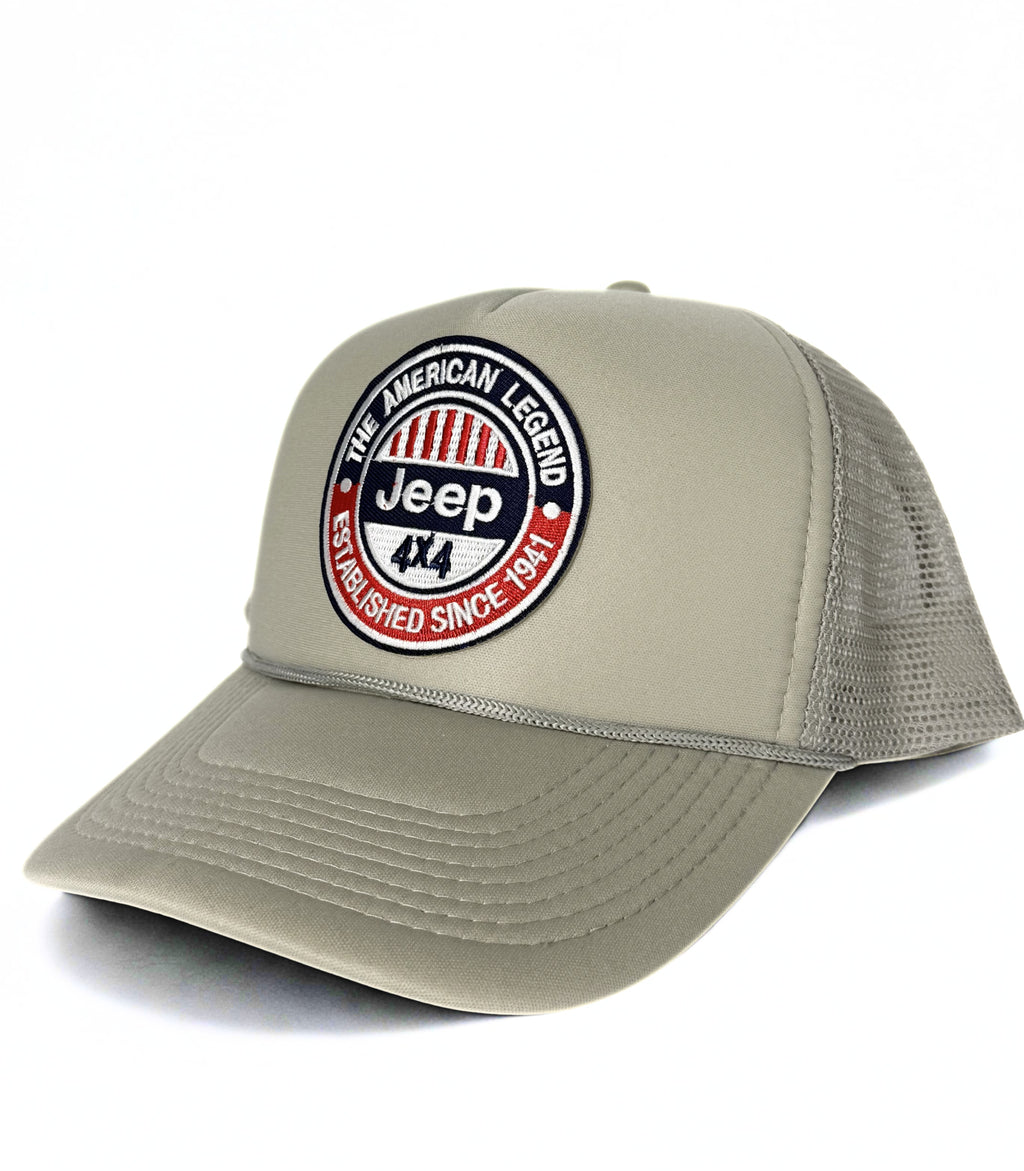 Jeep 4x4 American Legend Trucker Mesh Snapback Cap Beige