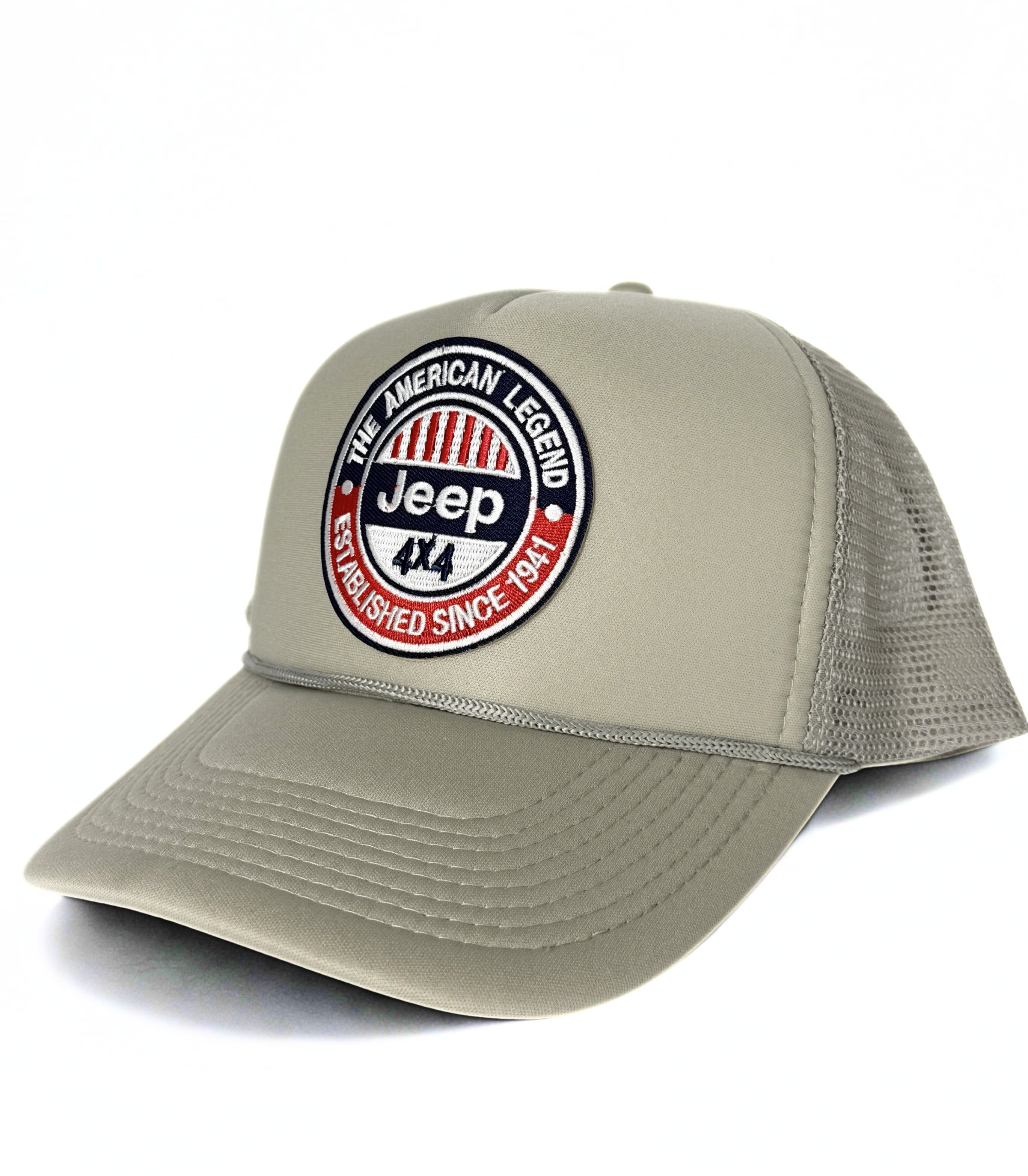 Jeep 4x4 American Legend Trucker Mesh Snapback Cap Beige
