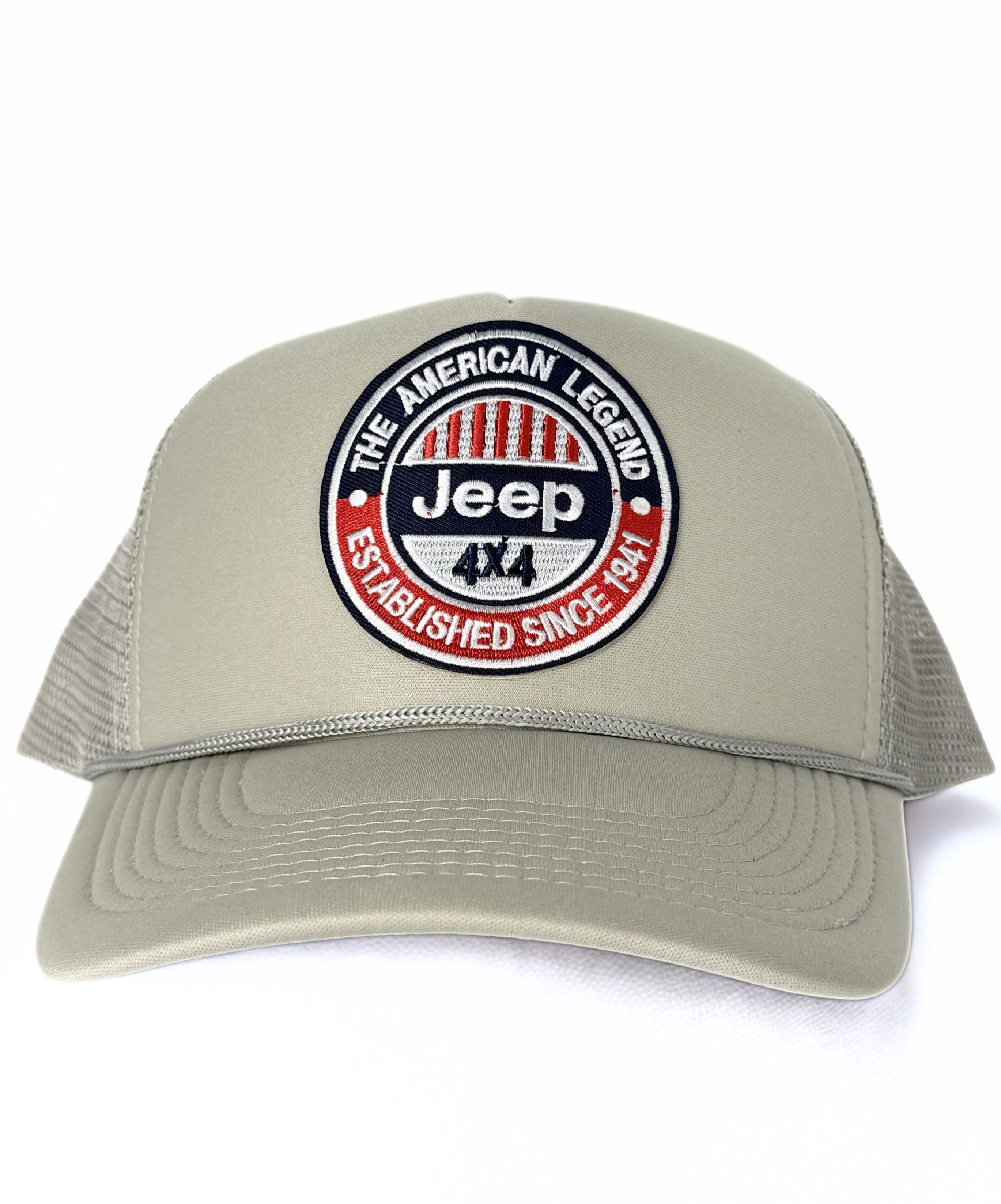 Jeep 4x4 American Legend Trucker Mesh Snapback Cap Beige