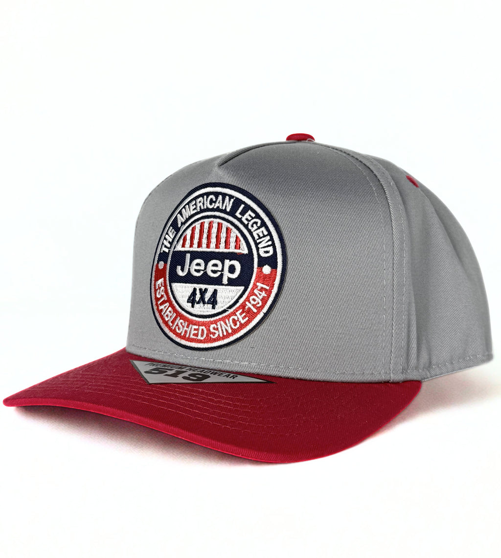 Jeep 4x4 American Legend Trucker Twill Snapback Grey/Red
