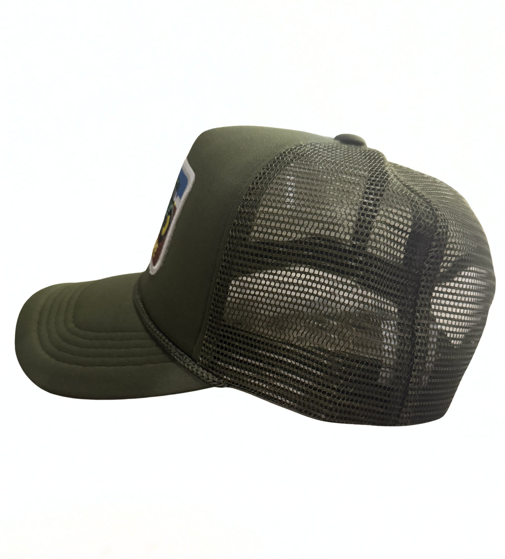 John Deer Snapback Hat Twill  Embroidered Classic Logo Adjustable Trucker Cap Olive Green