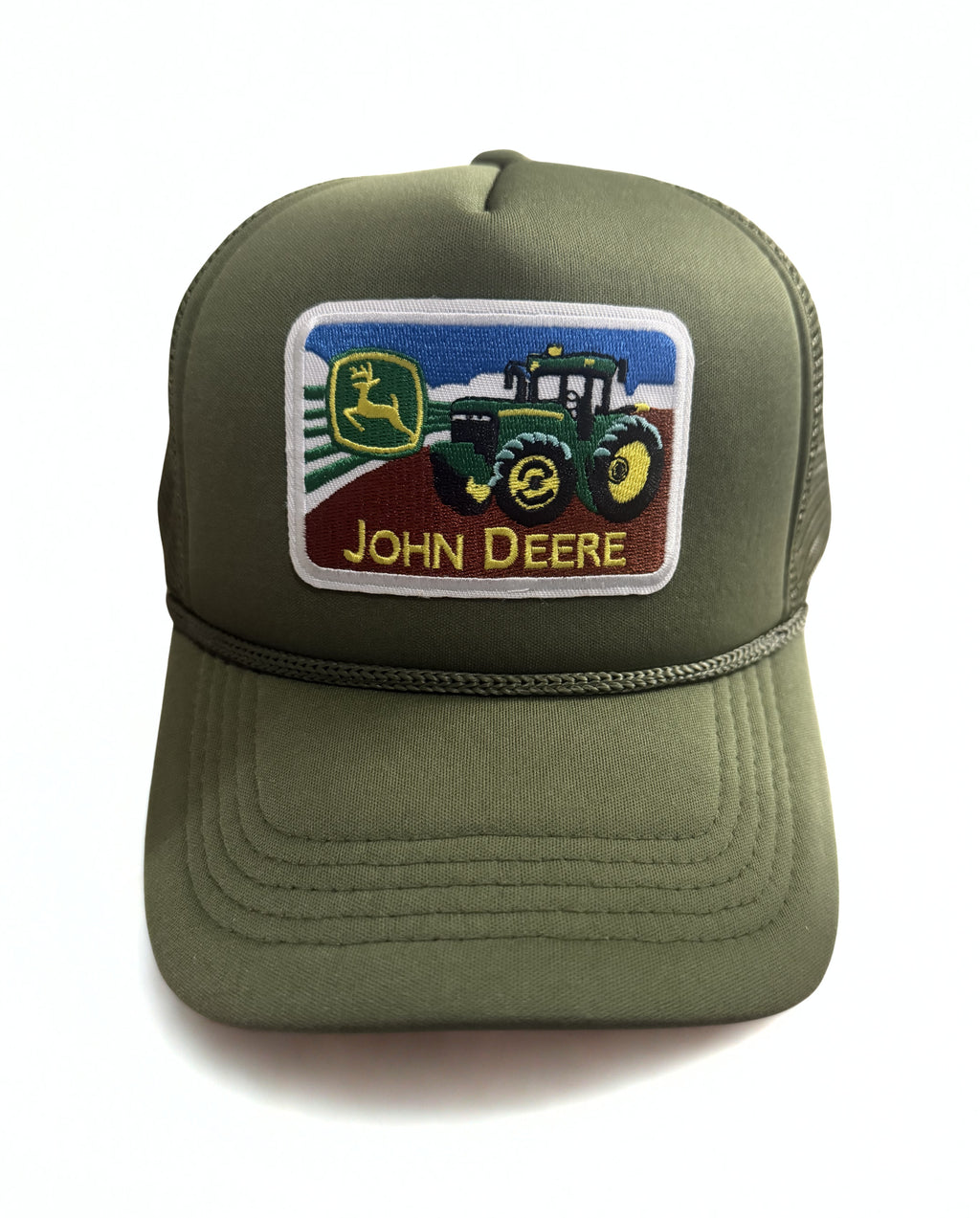 John Deer Snapback Hat Twill  Embroidered Classic Logo Adjustable Trucker Cap Olive Green