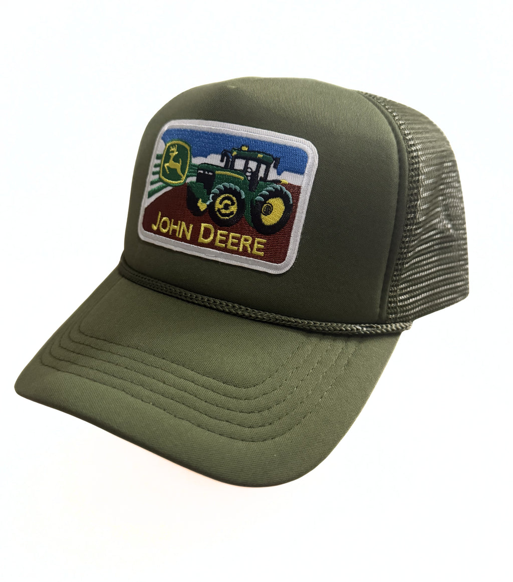 John Deer Snapback Hat Twill  Embroidered Classic Logo Adjustable Trucker Cap Olive Green