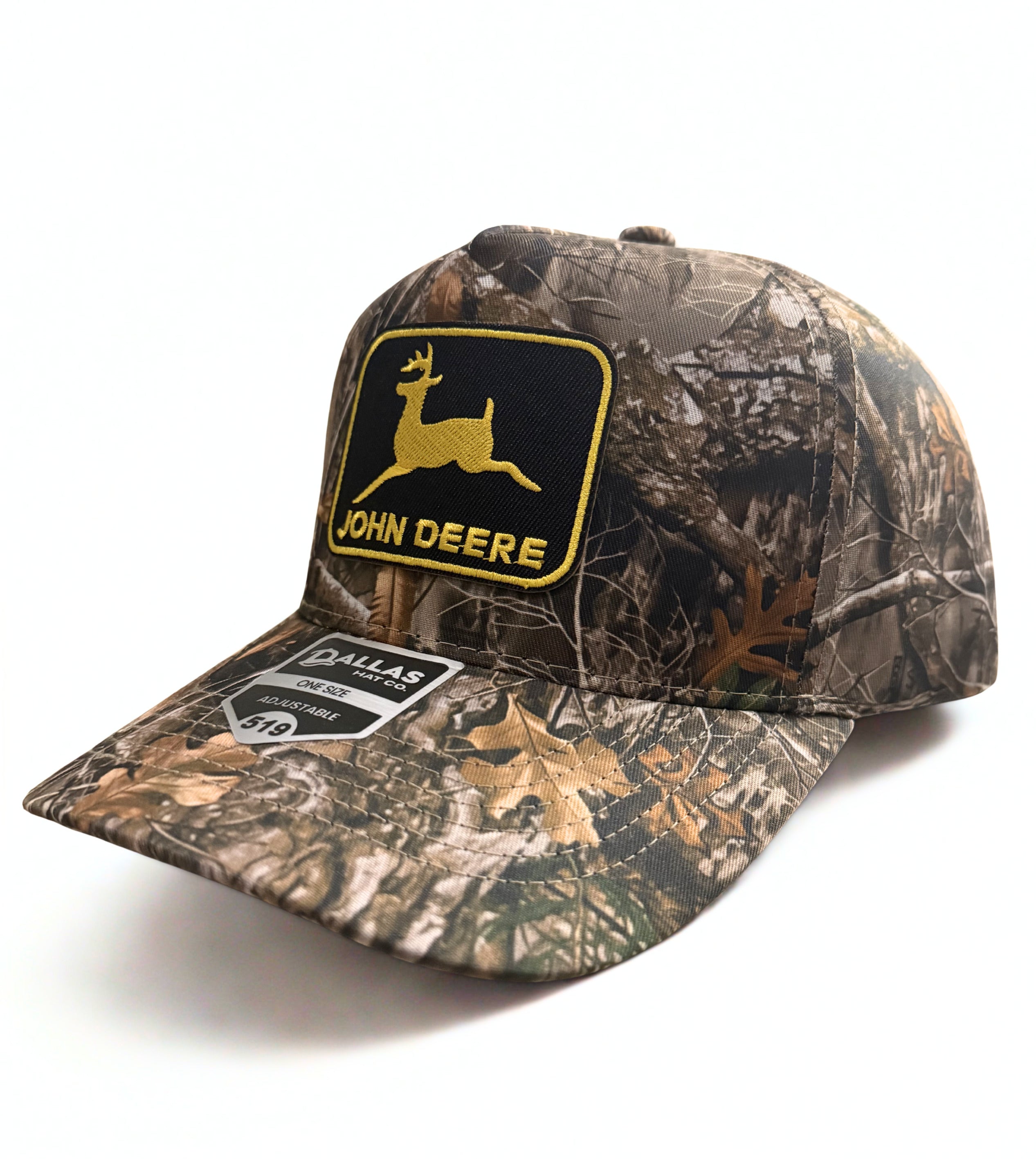 John Deere Vintage Embroidered Logo Cap Twill Adjustable Snapback Hat Real Tree Woodlands
