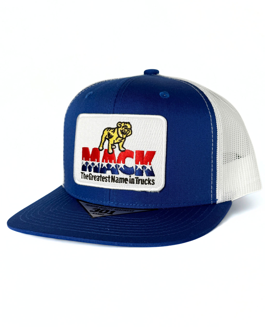 Mack Truck Retro Mack 1970 Semi Embroidered Logo Hat Trucker Mesh Snapback Adjustable Cap Blue/White