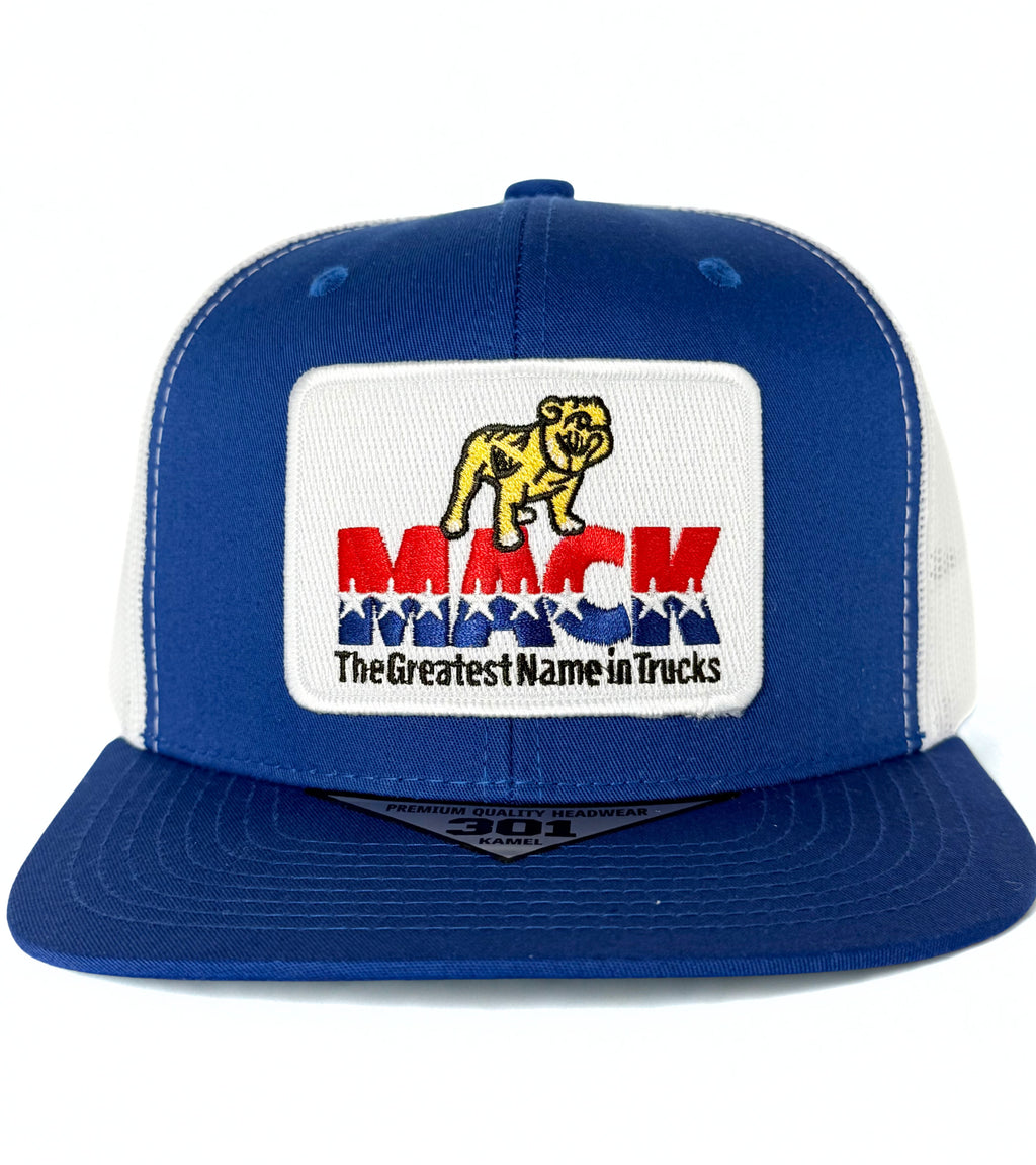 Mack Truck Retro Mack 1970 Semi Embroidered Logo Hat Trucker Mesh Snapback Adjustable Cap Blue/White