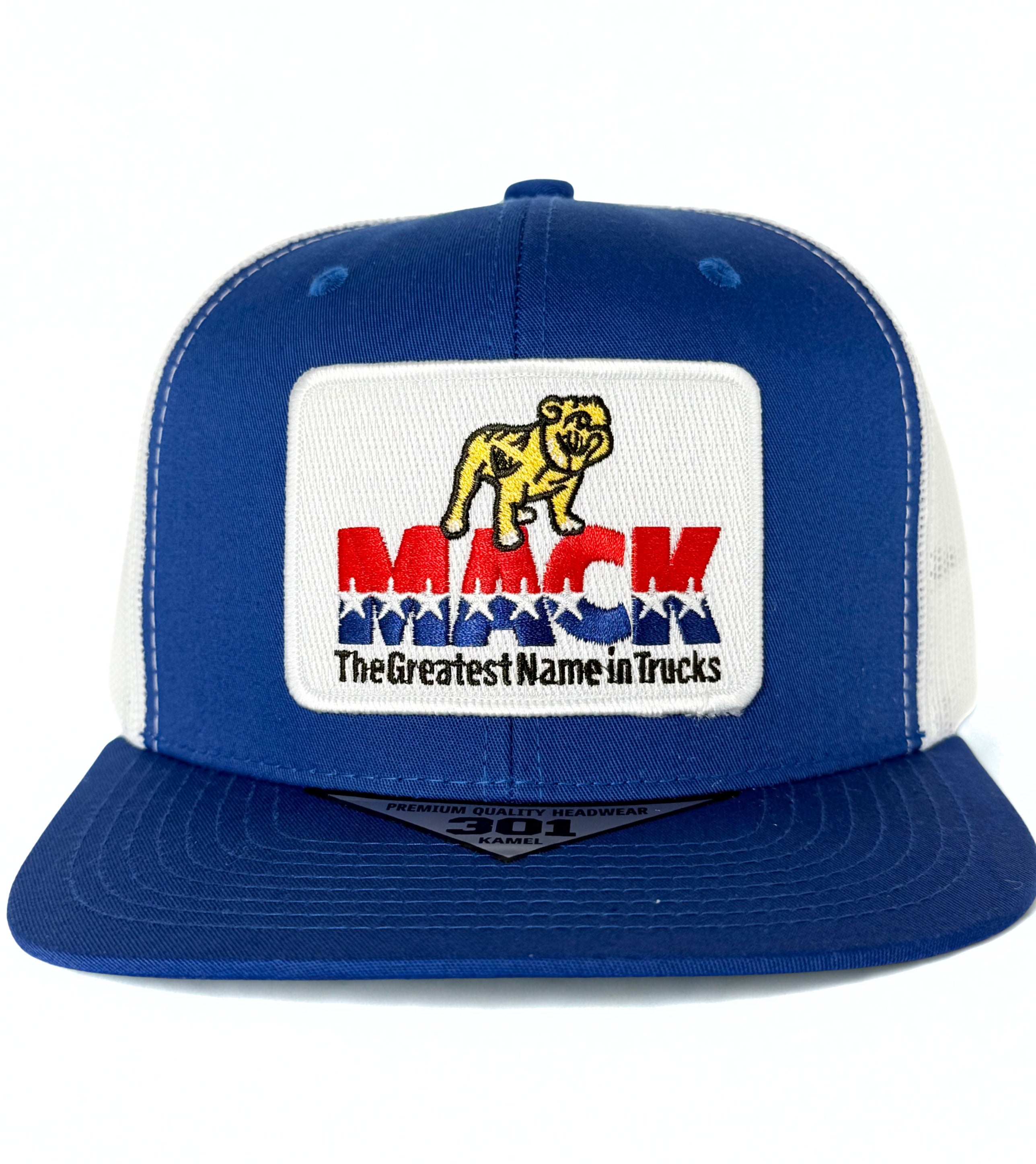 Mack Truck Retro Mack 1970 Semi Embroidered Logo Hat Trucker Mesh Snapback Adjustable Cap Blue/White