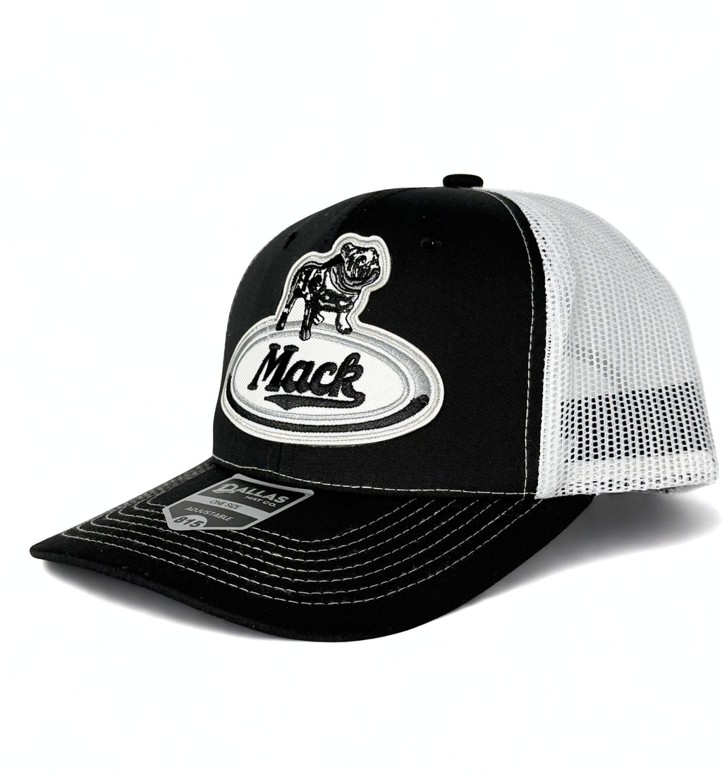 Mack Truck Embroidered Vintage Bulldog Logo Hat Trucker Mesh Adjustable Snapback Cap Black/White
