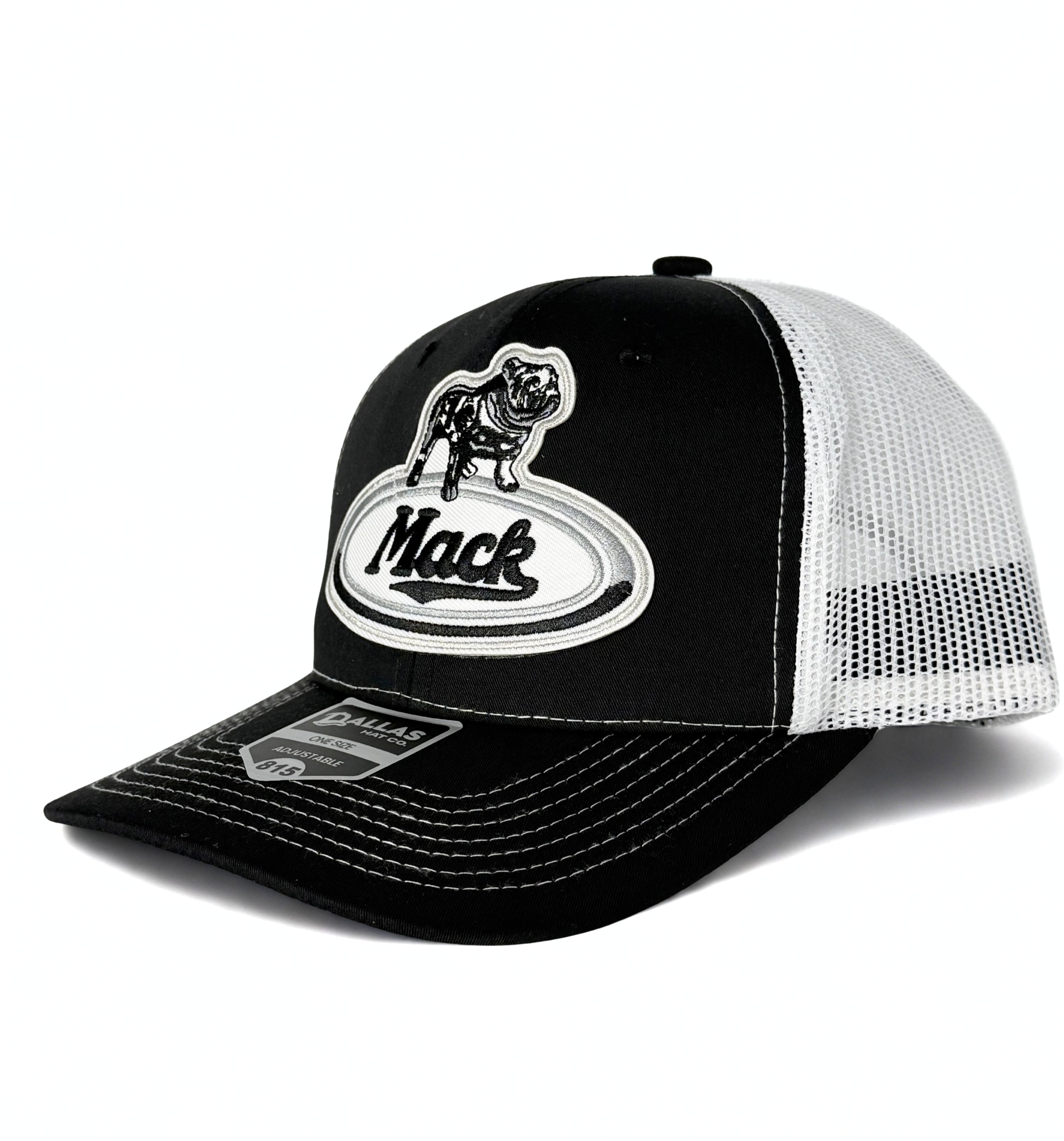 Mack Truck Embroidered Vintage Bulldog Logo Hat Trucker Mesh Adjustable Snapback Cap Black/White