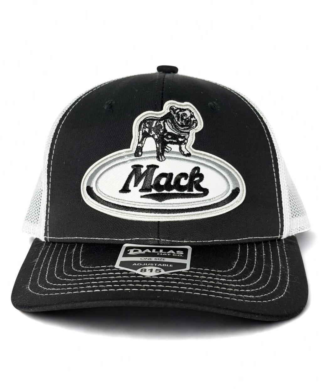 Mack Truck Embroidered Vintage Bulldog Logo Hat Trucker Mesh Adjustable Snapback Cap Black/White