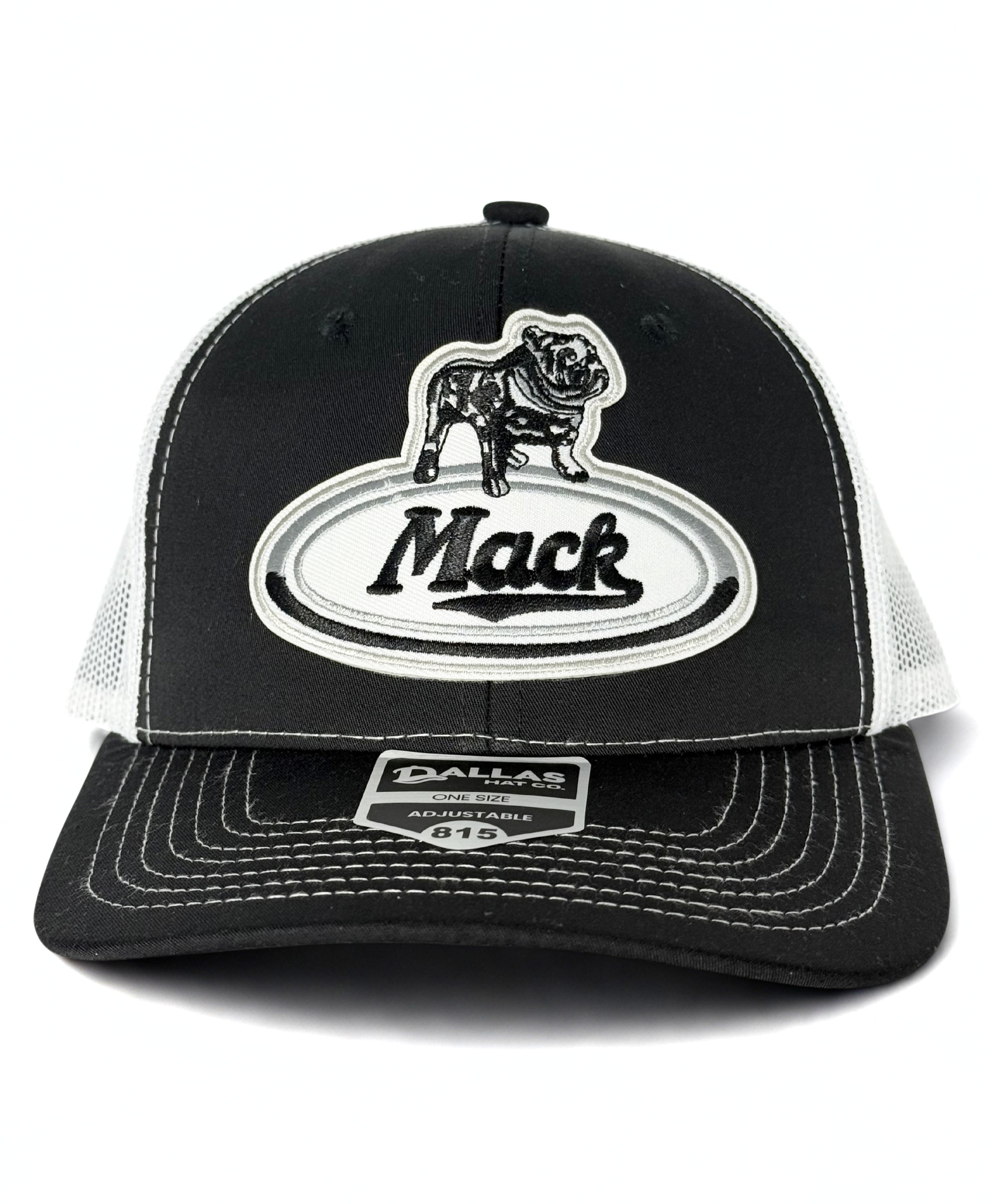 Mack Truck Embroidered Vintage Bulldog Logo Hat Trucker Mesh Adjustable Snapback Cap Black/White