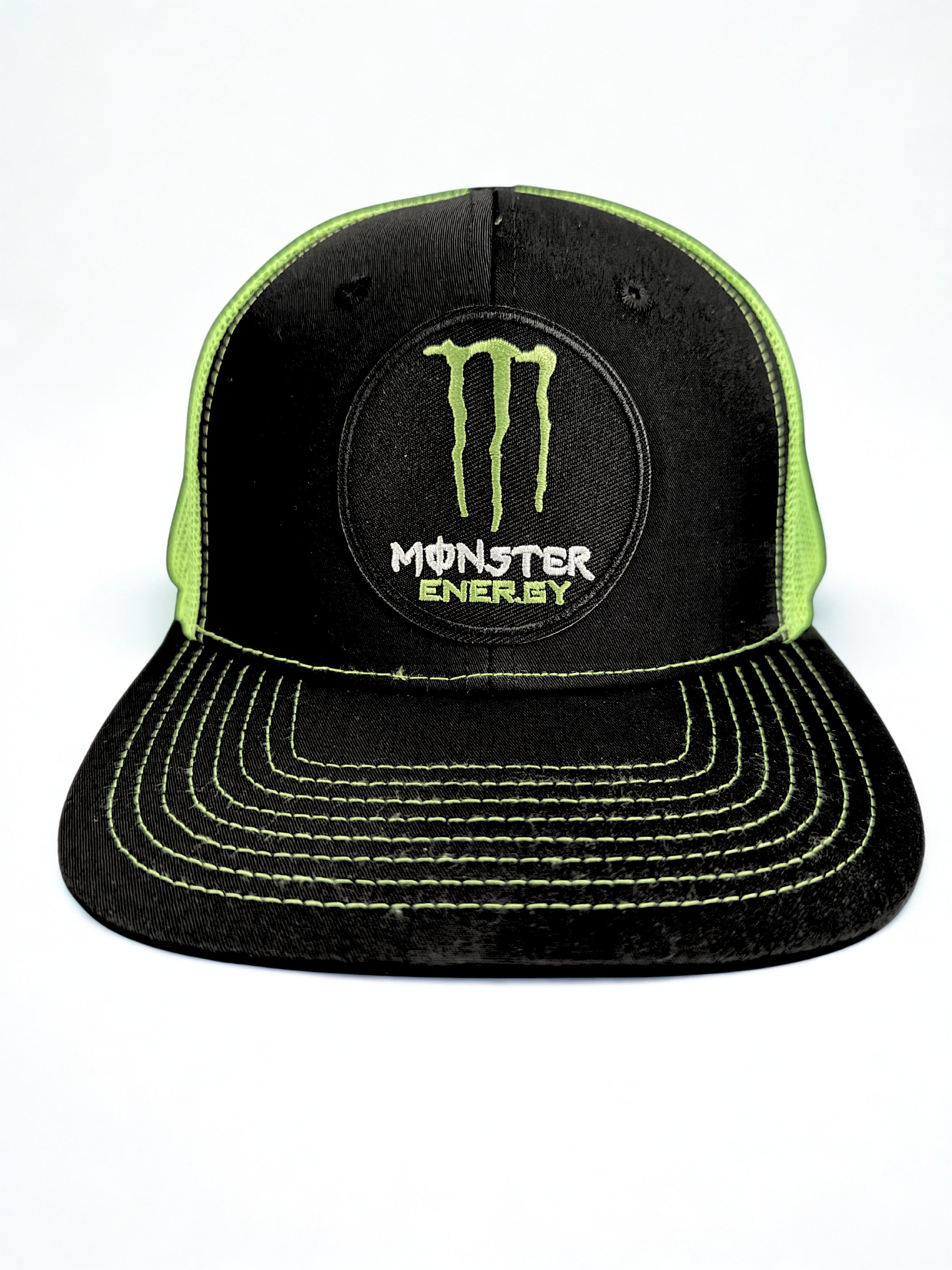 Monster Energy Drink Logo Snapback Hat Black and Lime Cap