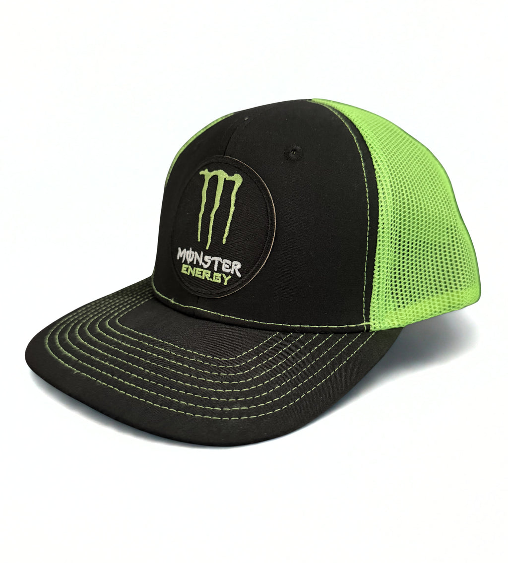 Monster Energy Drink Logo Snapback Hat Black and Lime Cap
