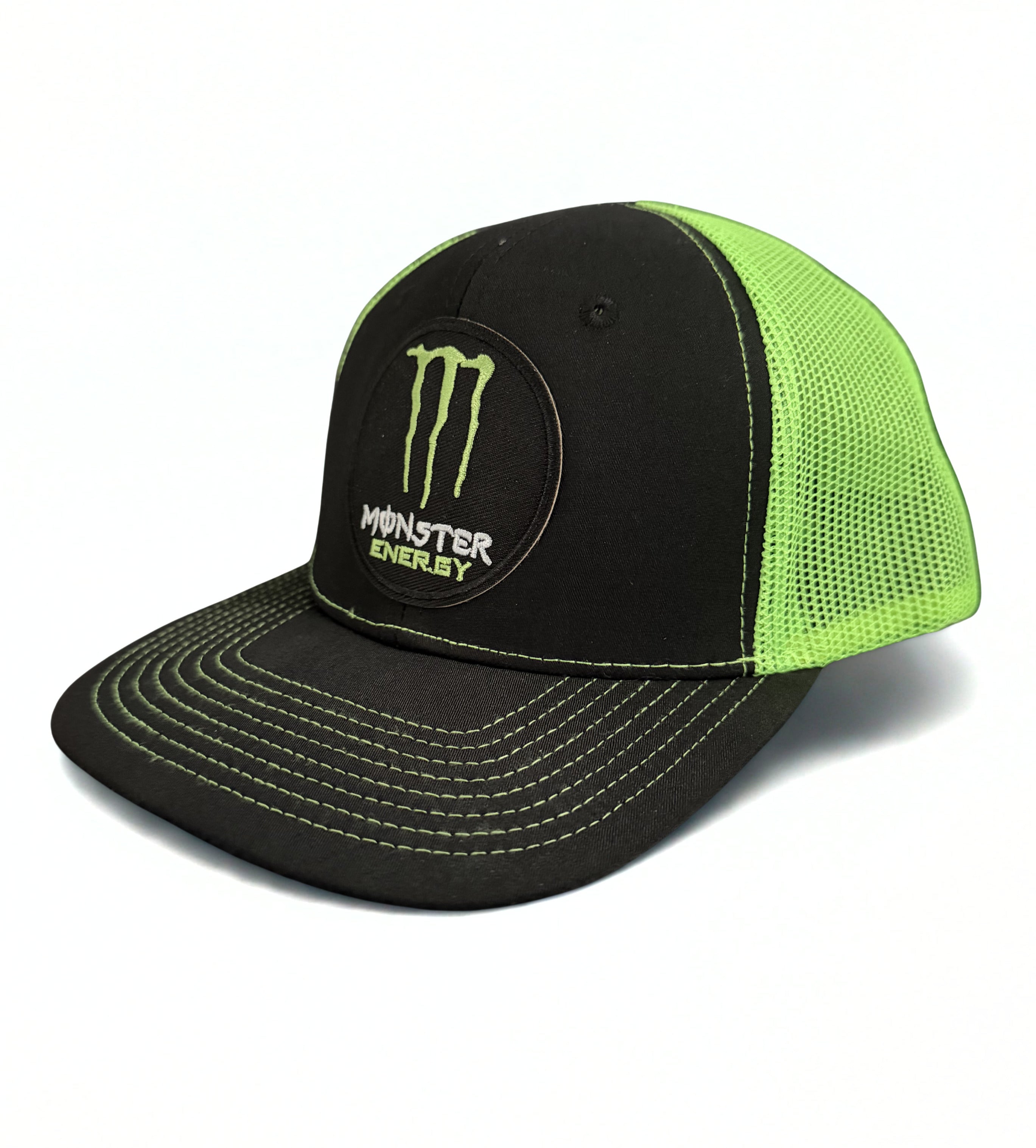 Monster Energy Drink Logo Snapback Hat Black and Lime Cap