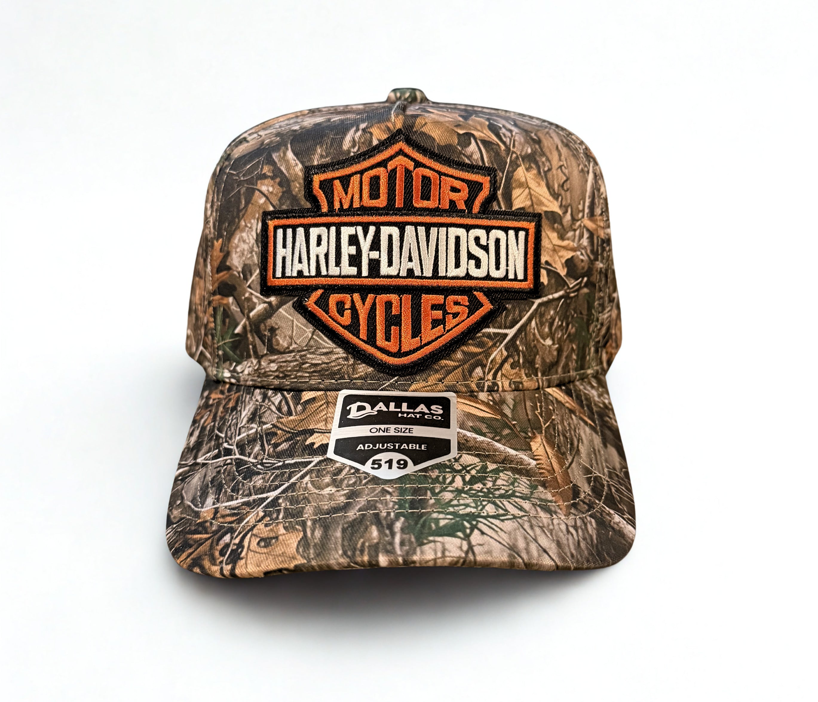 Harley Davidson Real Tree Woodlands Embroidered Logo Trucker Hat Twill Snapback Adjustable Cap