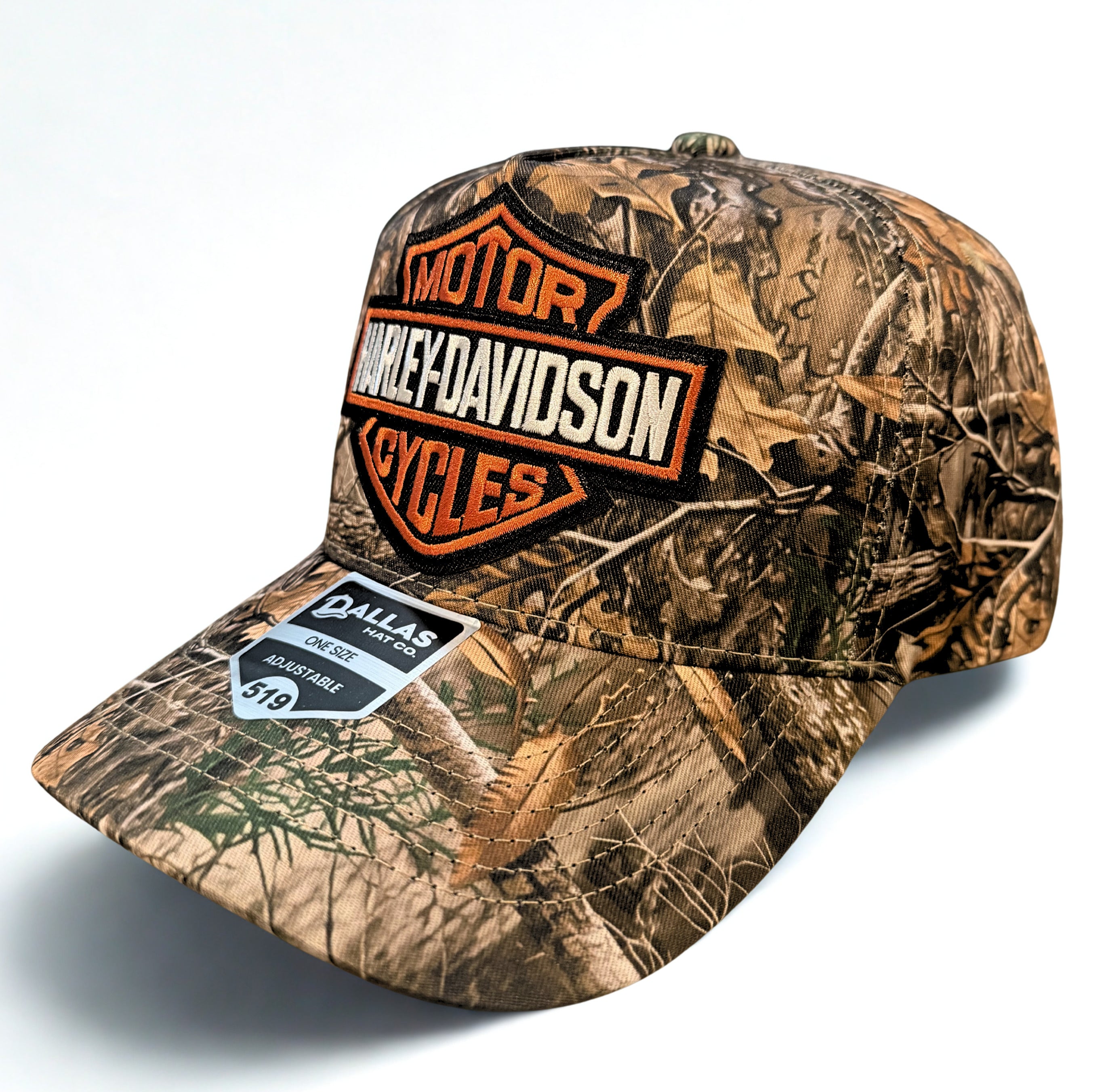 Harley Davidson Real Tree Woodlands Embroidered Logo Trucker Hat Twill Snapback Adjustable Cap