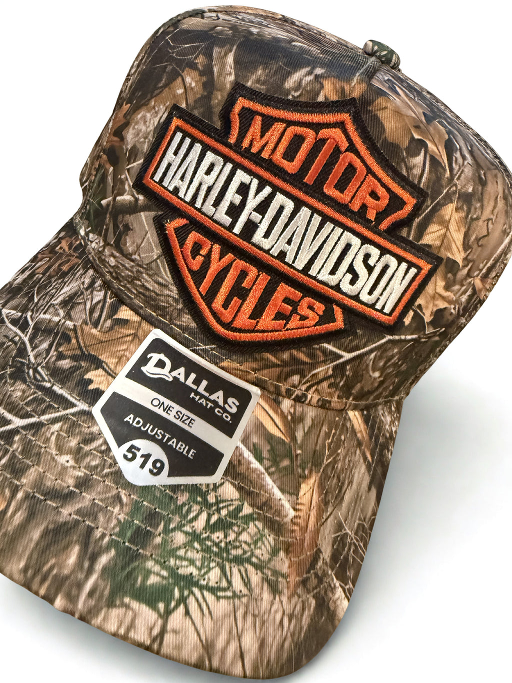 Harley Davidson Real Tree Woodlands Embroidered Logo Trucker Hat Twill Snapback Adjustable Cap