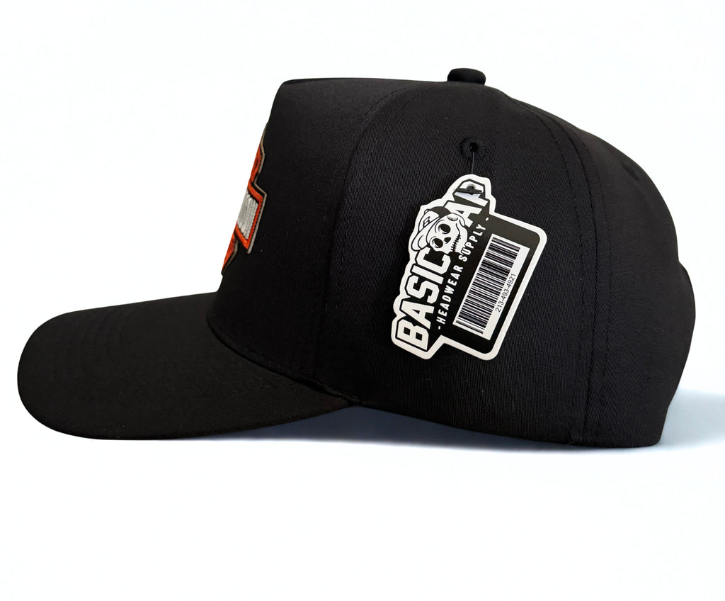 Harley Davidson Orange Embroidered Logo Snapback Hat Black Adjustable Twill Cap