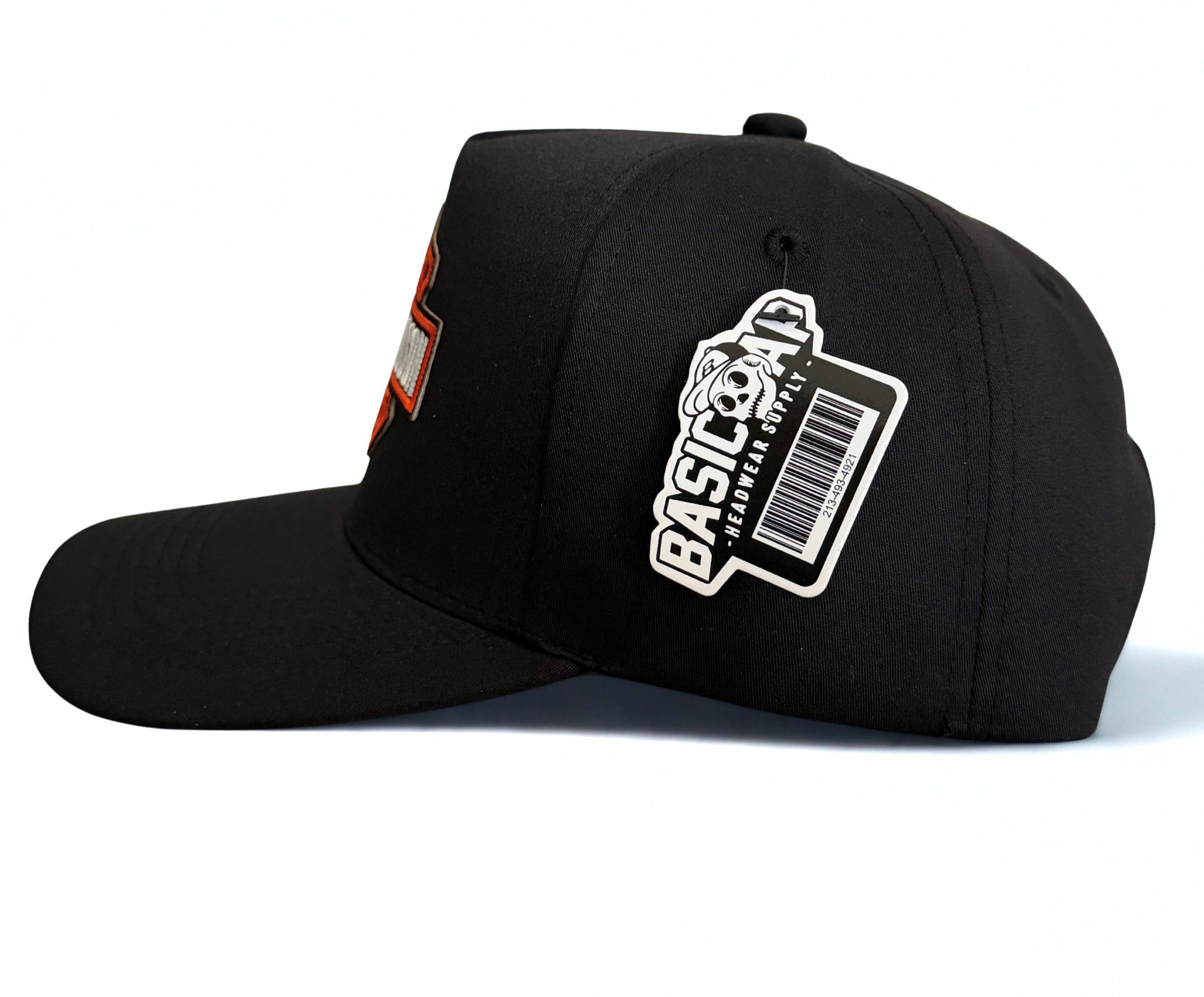 Harley Davidson Orange Embroidered Logo Snapback Hat Black Adjustable Twill Cap