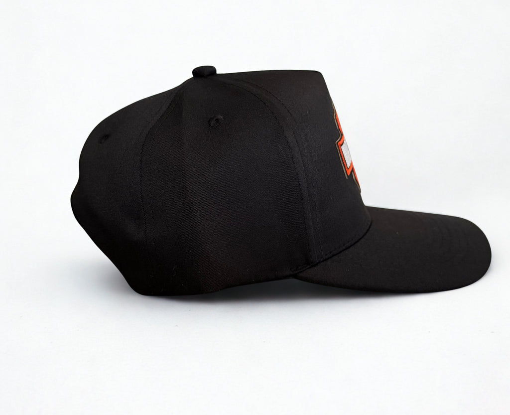 Harley Davidson Orange Embroidered Logo Snapback Hat Black Adjustable Twill Cap