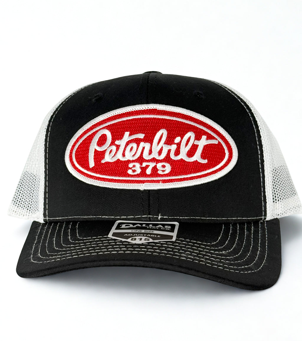 Peterbilt 379 Trucker Mesh Snapback Cap Black/White