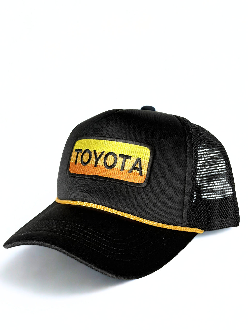 Toyota Vintage Embroidered Logo Hat Trucker Mesh Adjustable Snapback Cap Black/Yellow/Orange