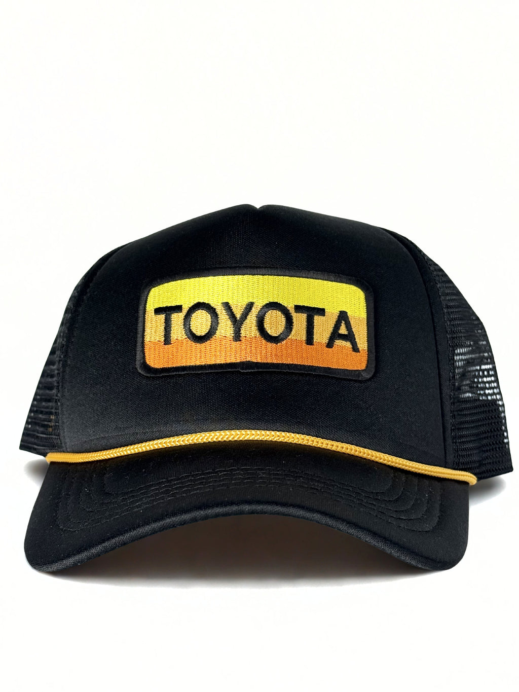 Toyota Vintage Embroidered Logo Hat Trucker Mesh Adjustable Snapback Cap Black/Yellow/Orange