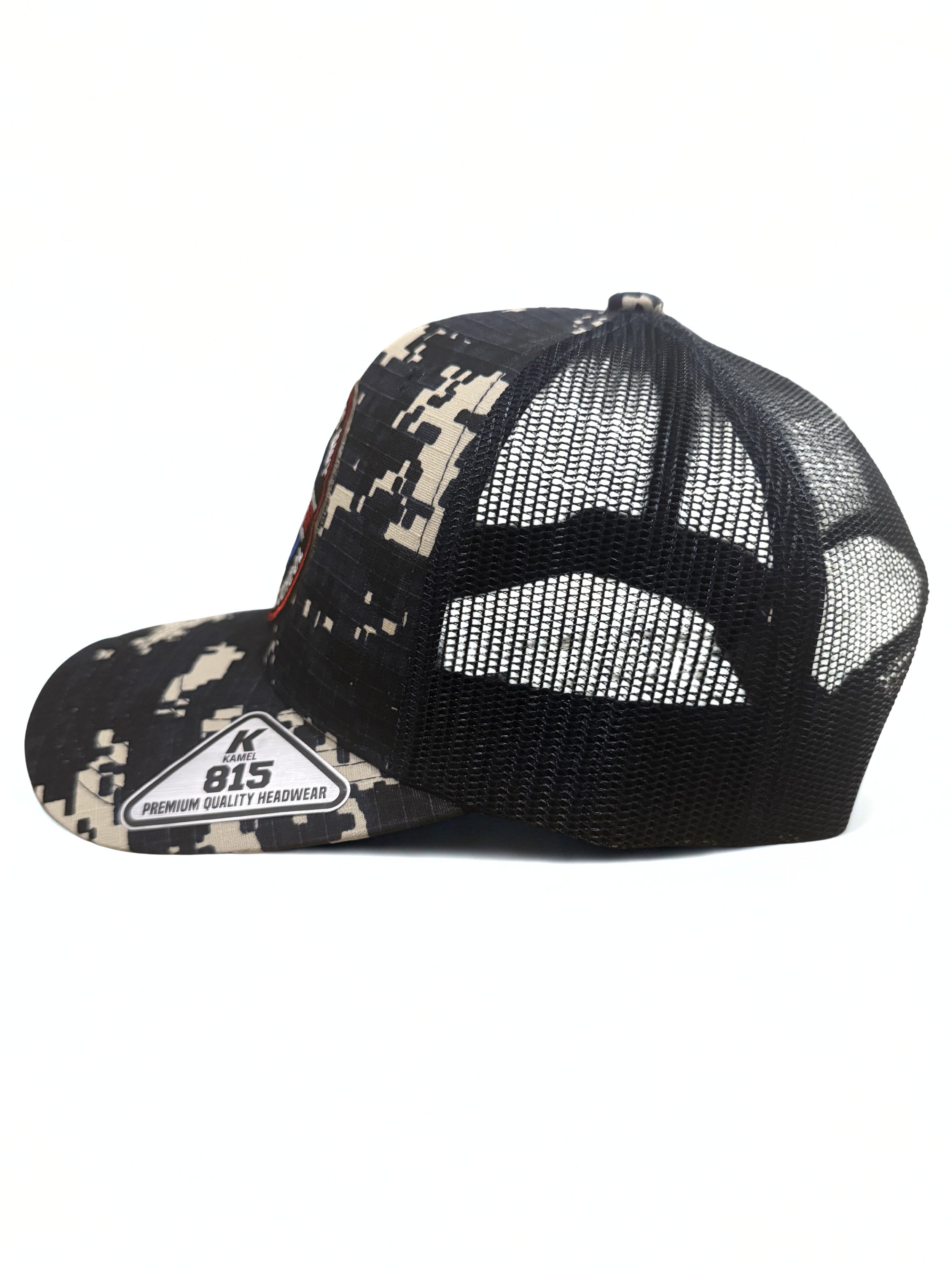Navy Top Gun Premium Blue Camo Snapback Hat Fighter Weapons School Embroidered Red White and Blue Logo