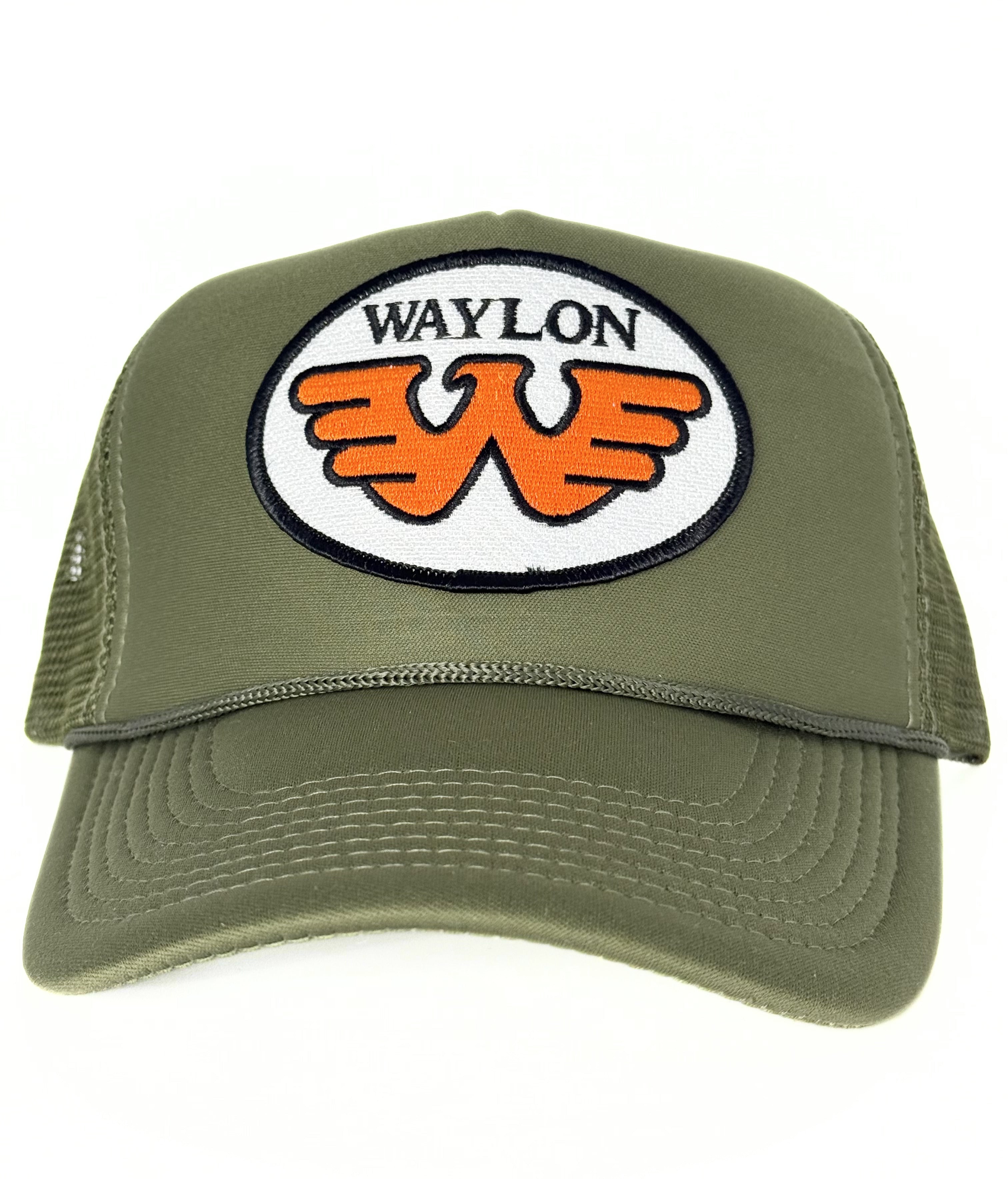 Waylon Jennings Trucker Mesh Snapback Cap Olive