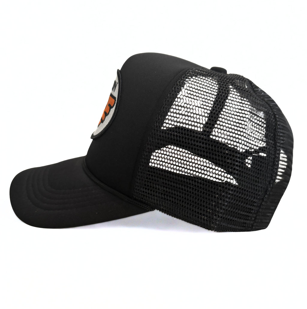 Waylon Jennings Trucker Hat Orange Embroidered Logo Black Adjustable Premium Mesh Cap