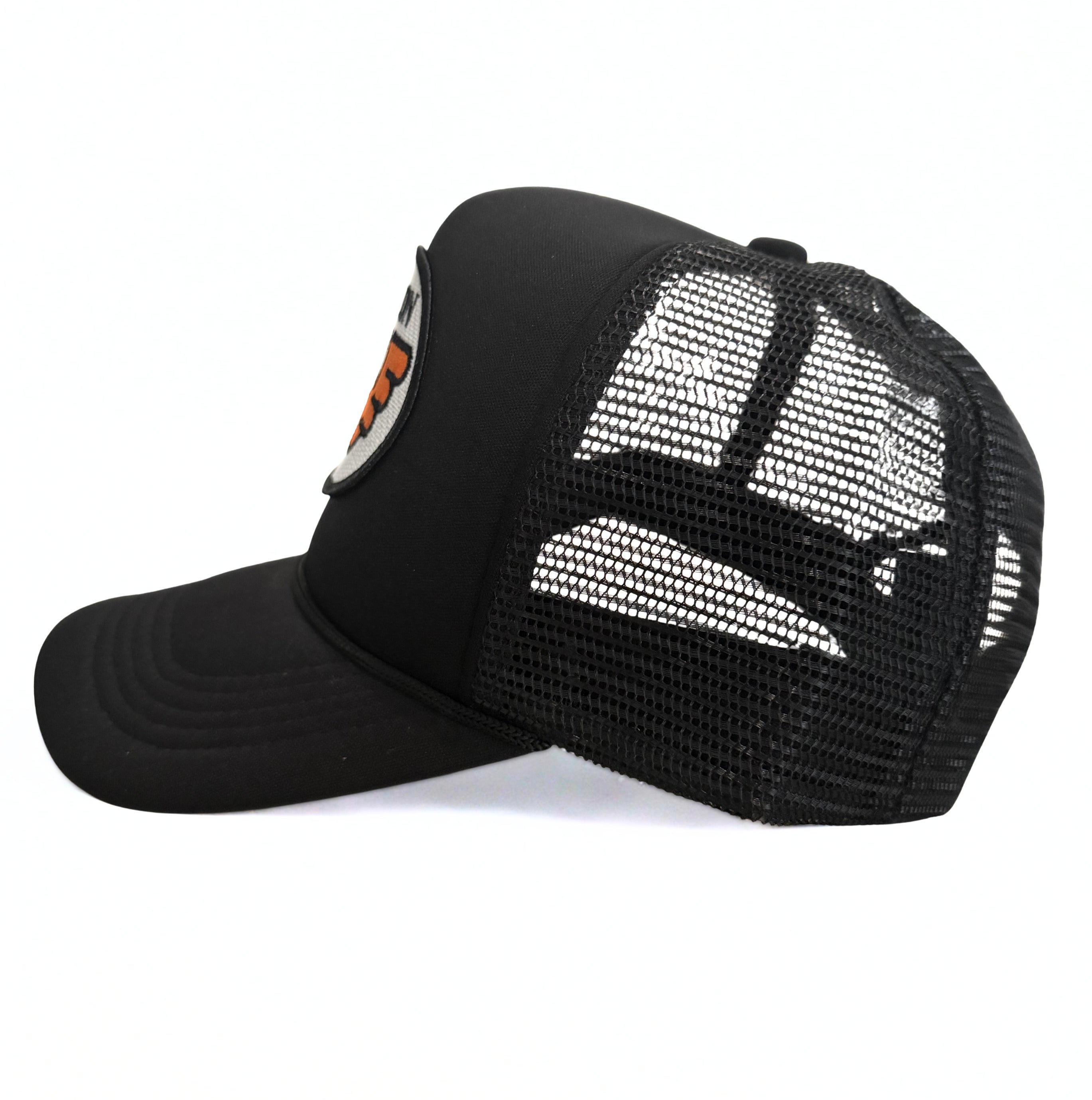 Waylon Jennings Trucker Hat Orange Embroidered Logo Black Adjustable Premium Mesh Cap