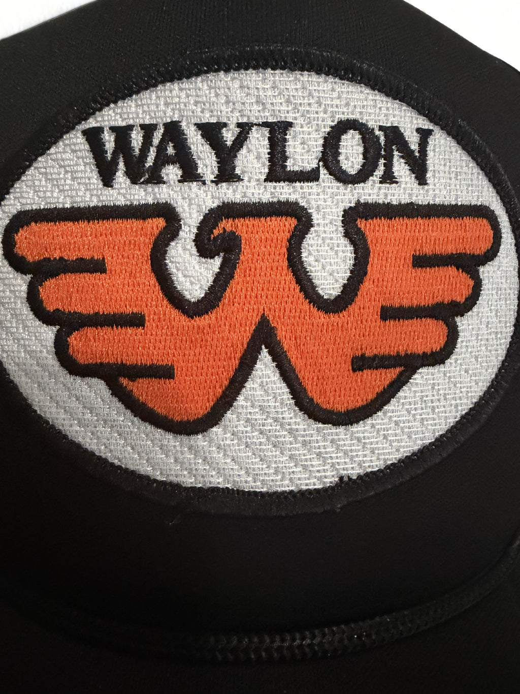 Waylon Jennings Trucker Hat Orange Embroidered Logo Black Adjustable Premium Mesh Cap