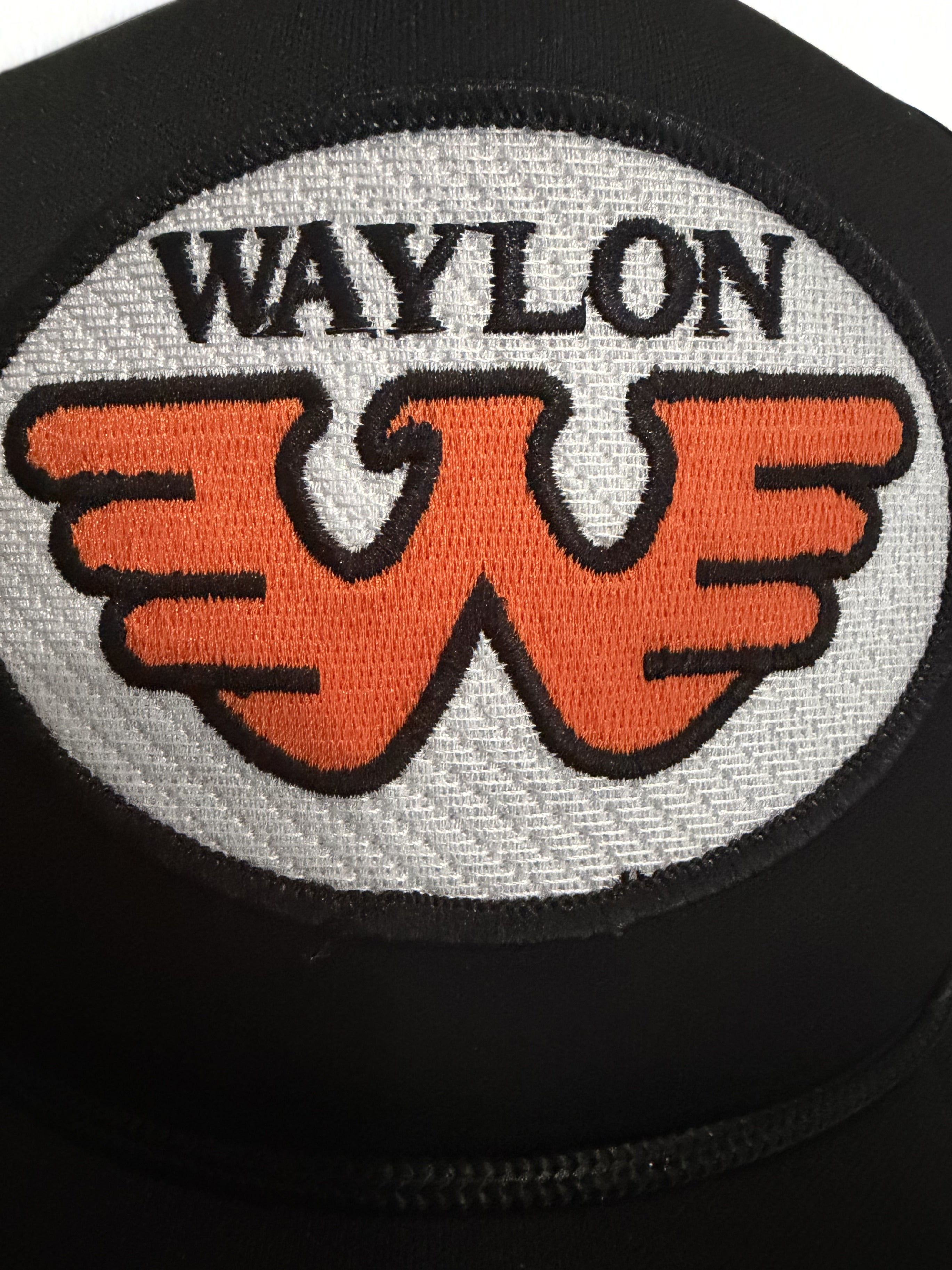 Waylon Jennings Trucker Hat Orange Embroidered Logo Black Adjustable Premium Mesh Cap