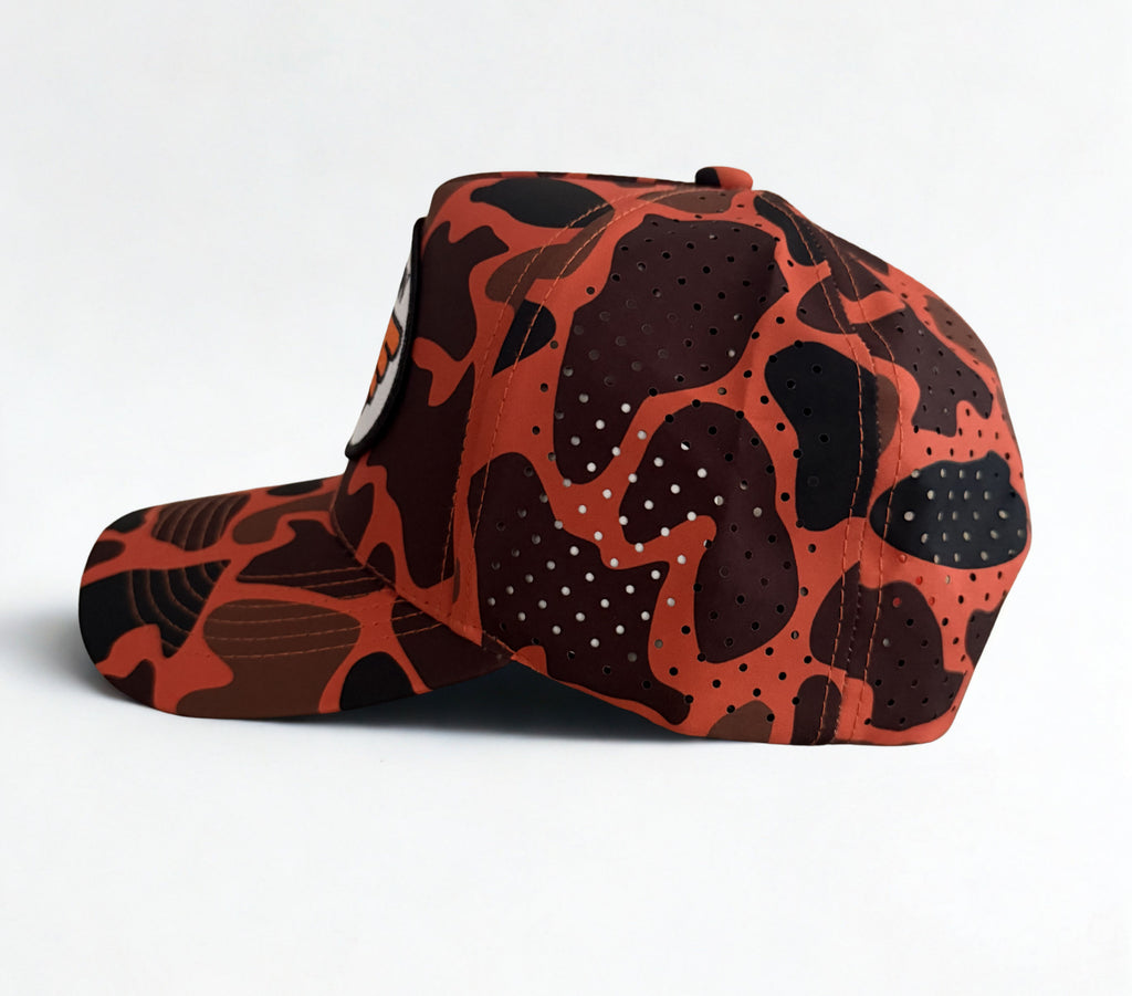 Waylon Jennings Trucker Hat Orange Embroidered Logo Camo Adjustable Premium Mesh Cap (Copy)